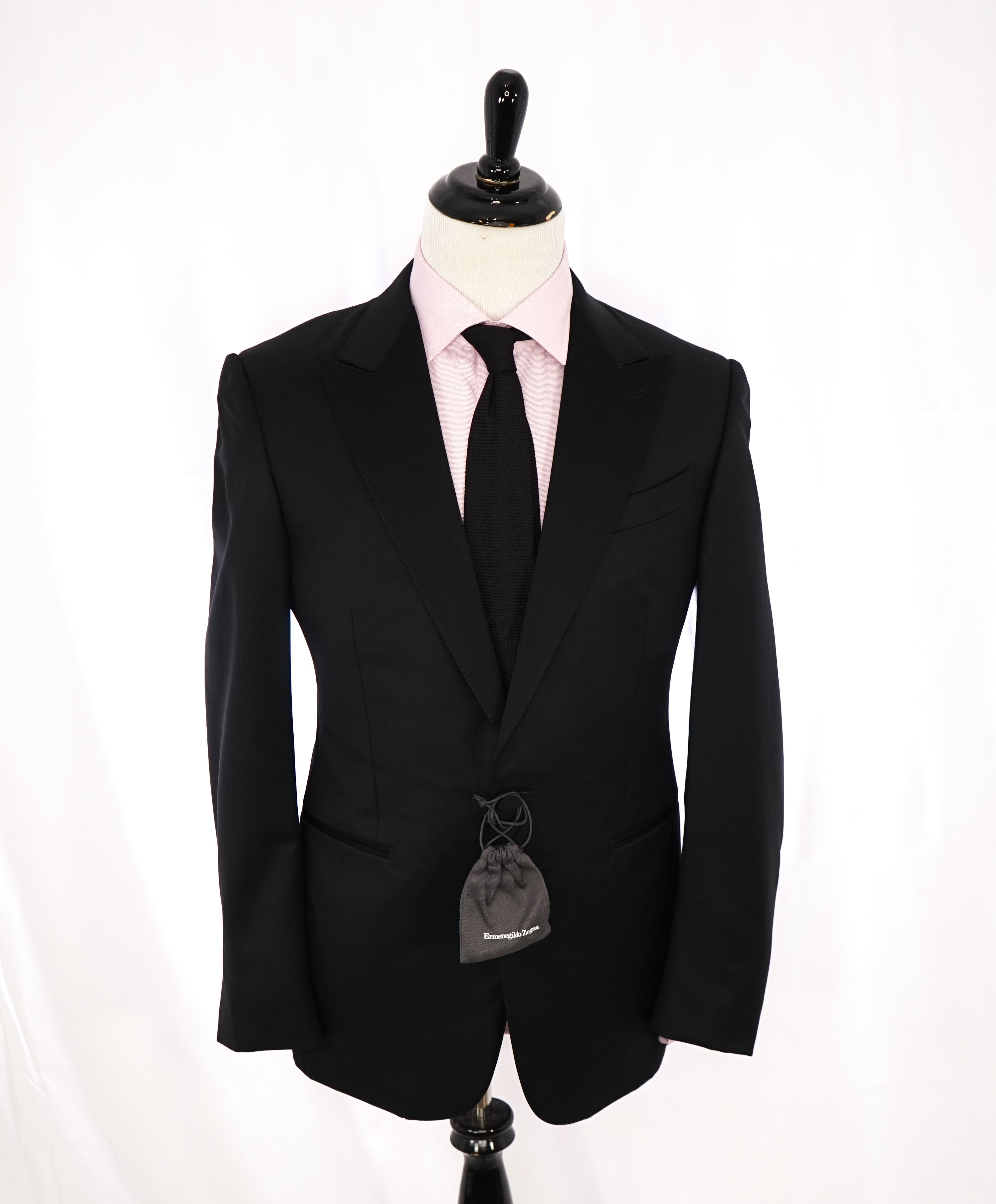 ERMENEGILDO ZEGNA -"MICRONSPHERE MILA" PEAK LAPEL Black Tuxedo - 42R