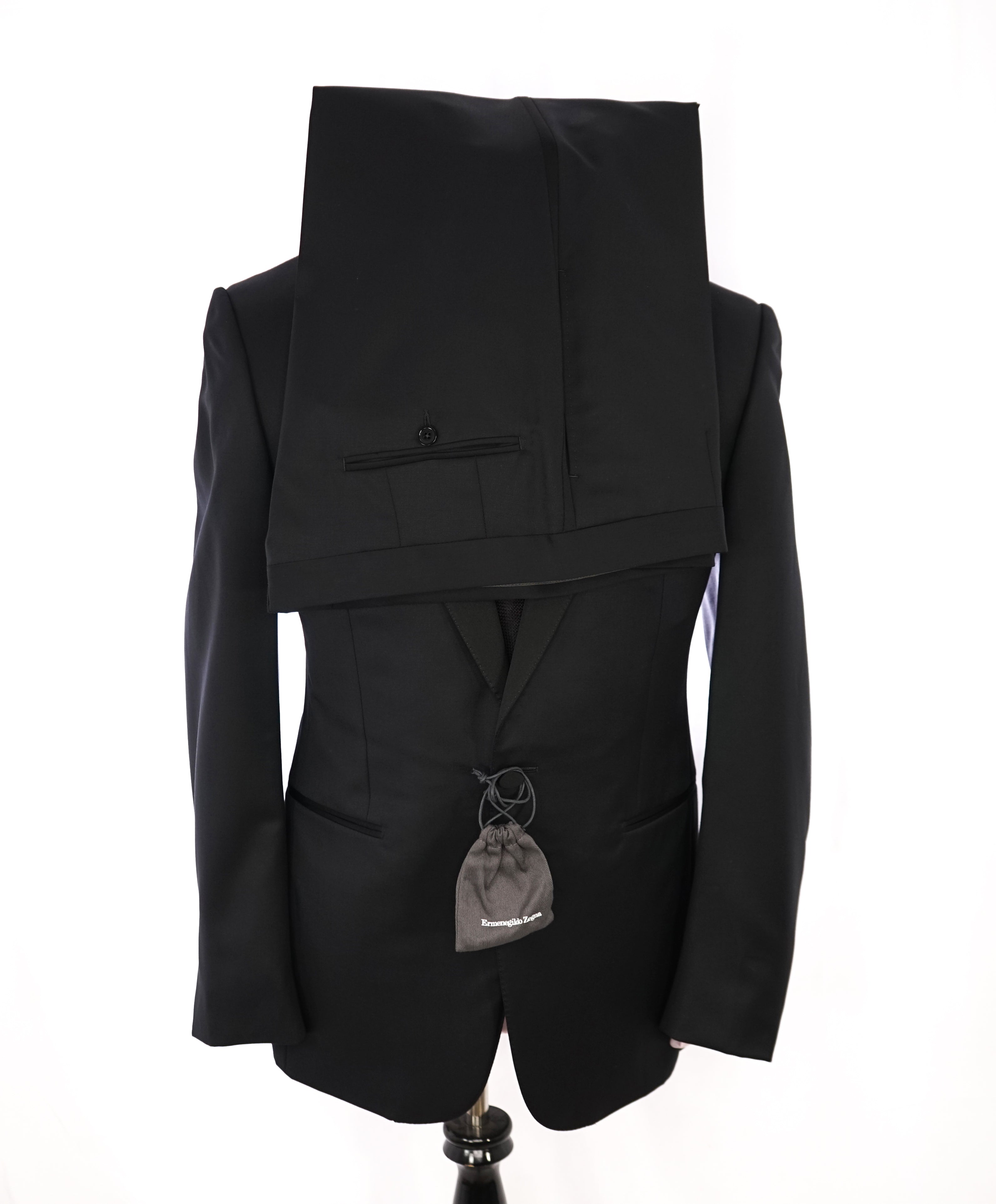 ERMENEGILDO ZEGNA -"MICRONSPHERE MILA" PEAK LAPEL Black Tuxedo - 42R