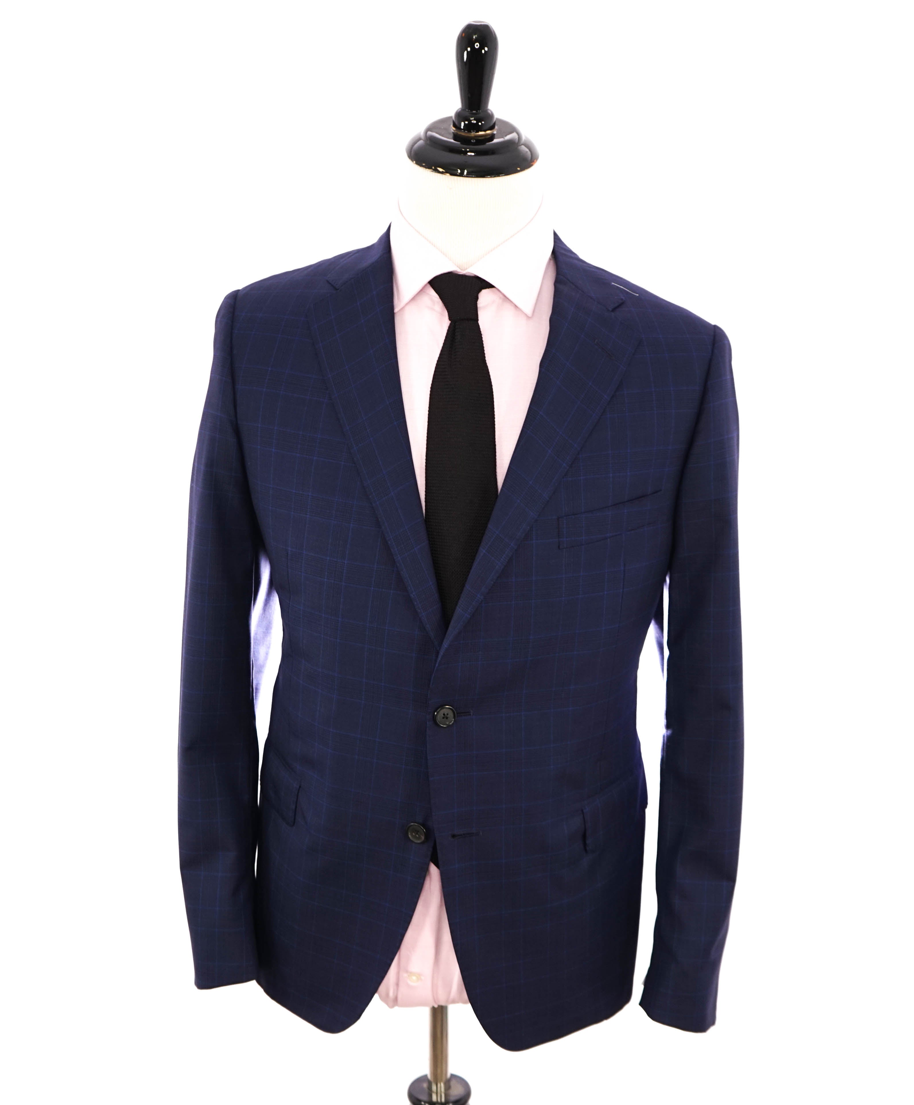 SAMUELSOHN - CUSTOM Blue Check Plaid "LORO PIANA" SILK Fabric Suit - 45S/38W