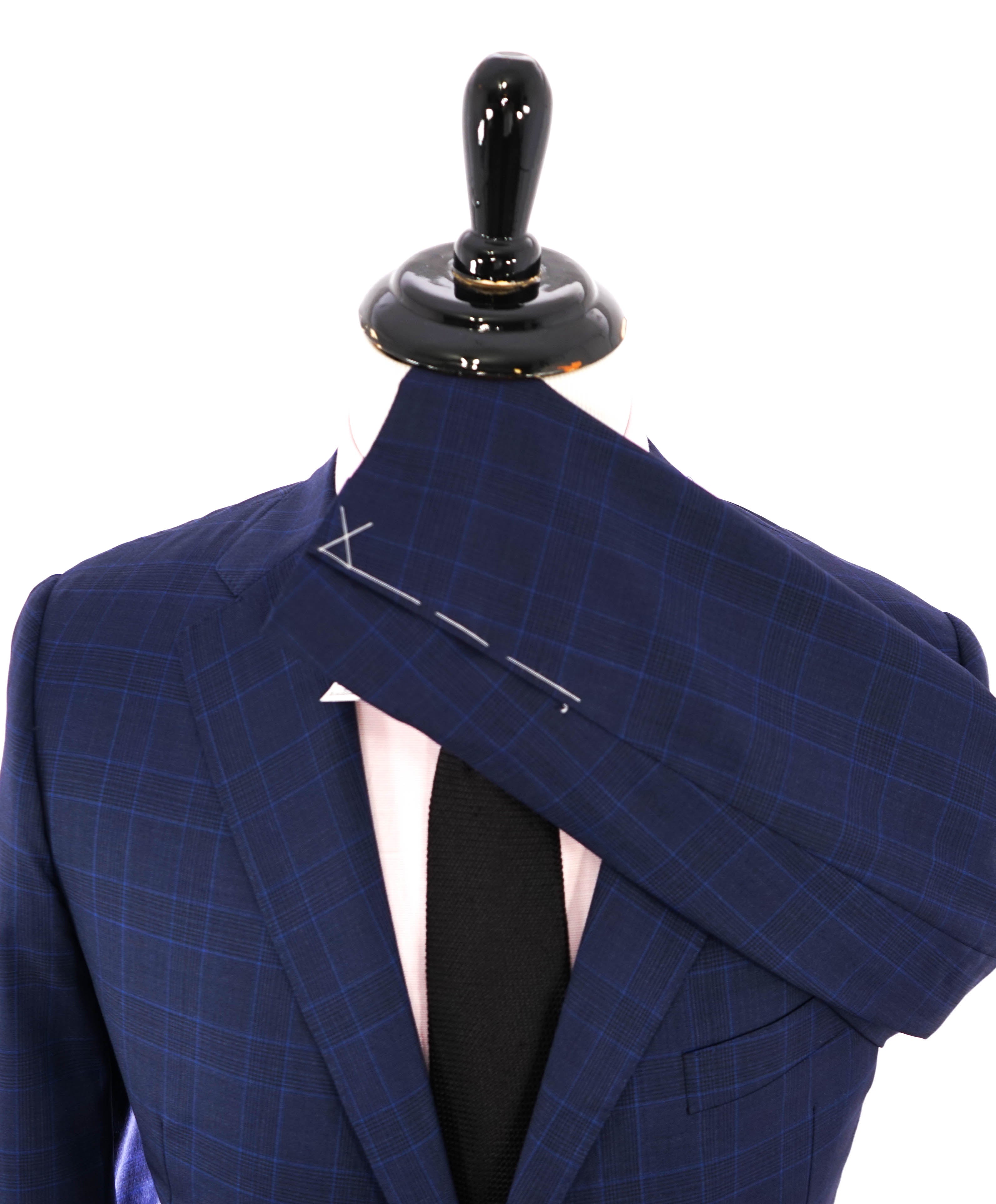 SAMUELSOHN - CUSTOM Blue Check Plaid "LORO PIANA" SILK Fabric Suit - 45S/38W