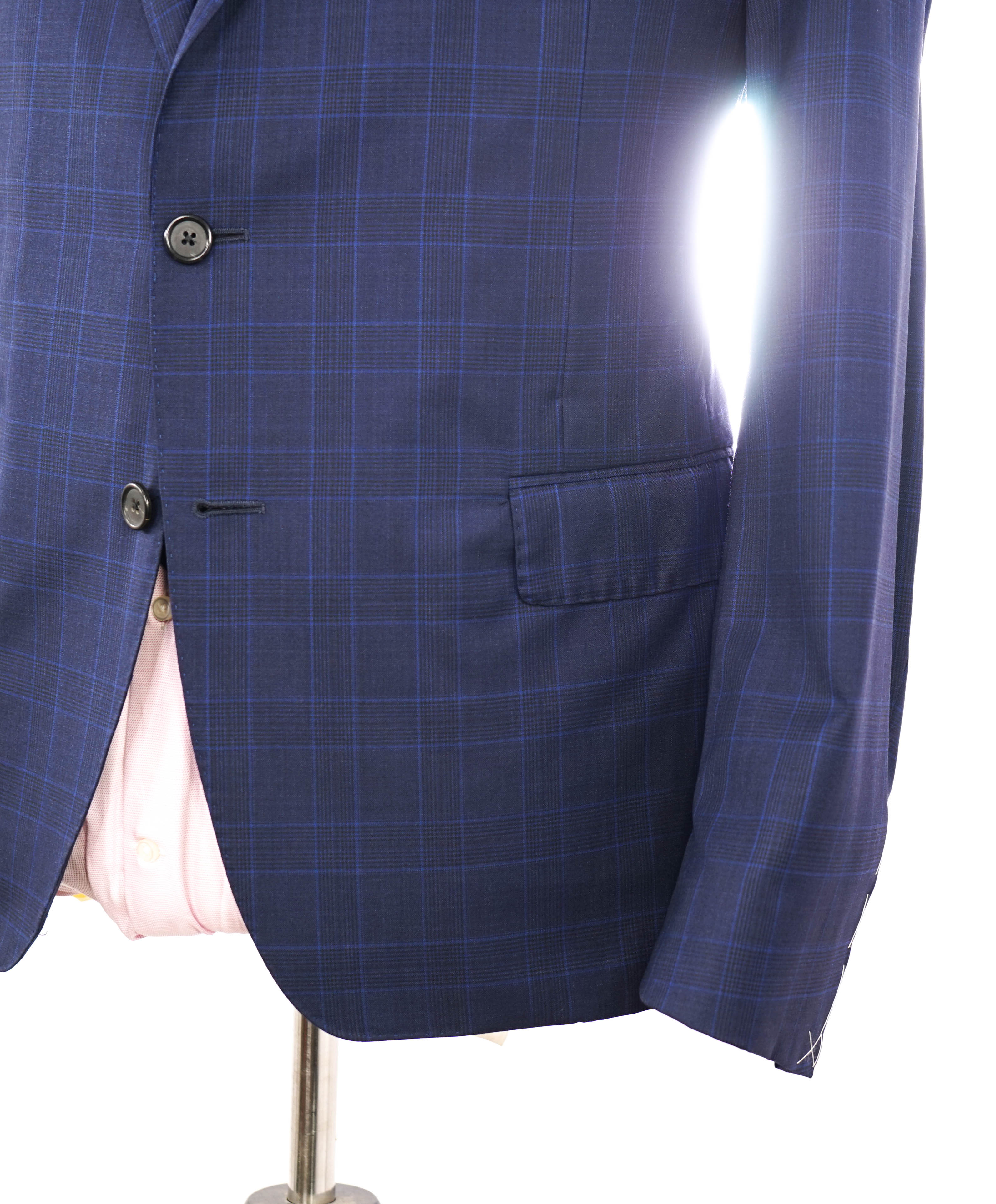 SAMUELSOHN - CUSTOM Blue Check Plaid "LORO PIANA" SILK Fabric Suit - 45S/38W