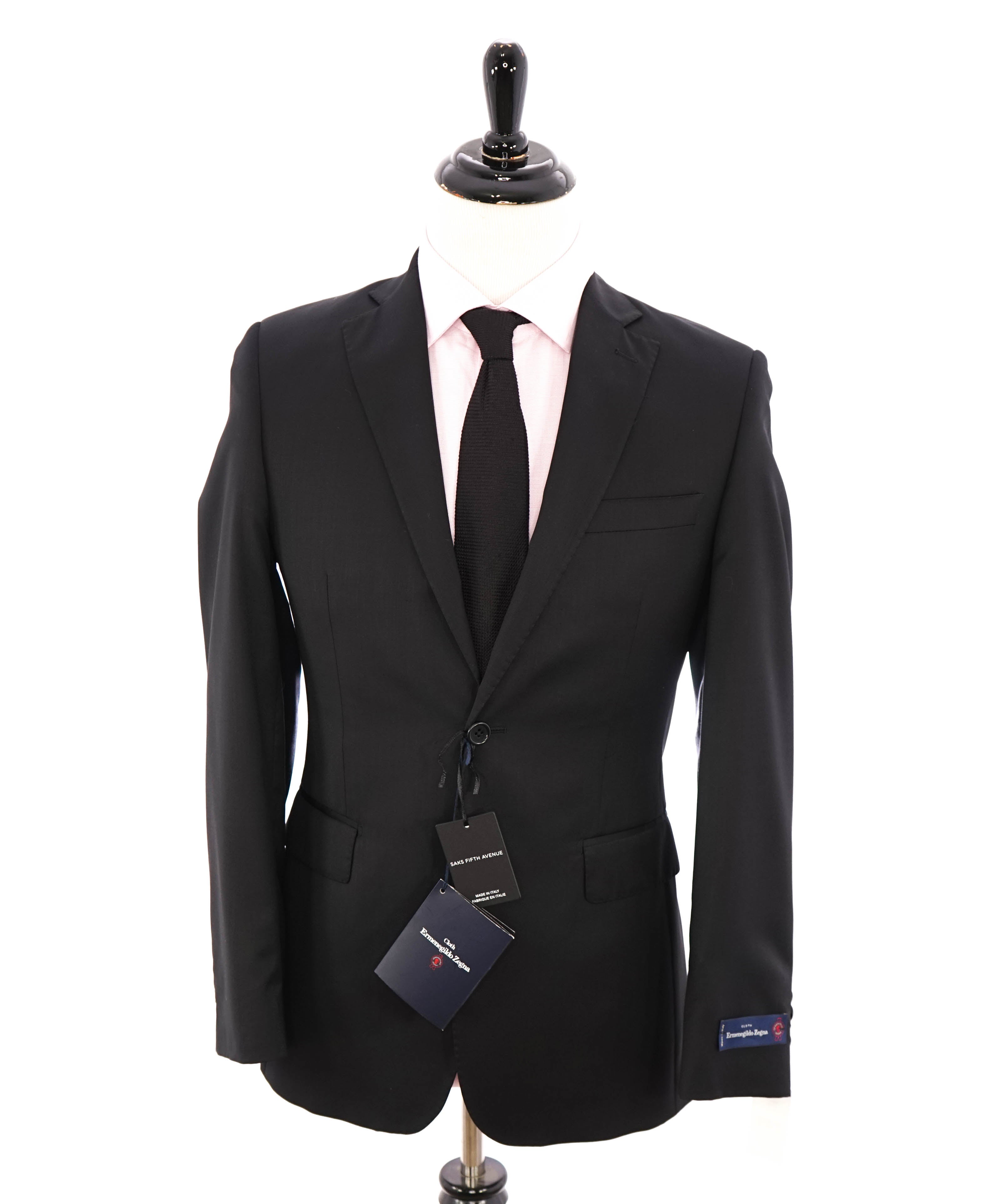 ERMENEGILDO ZEGNA - By SAKS FIFTH AVENUE SILK BLEND "Slim" Black Suit - 36R