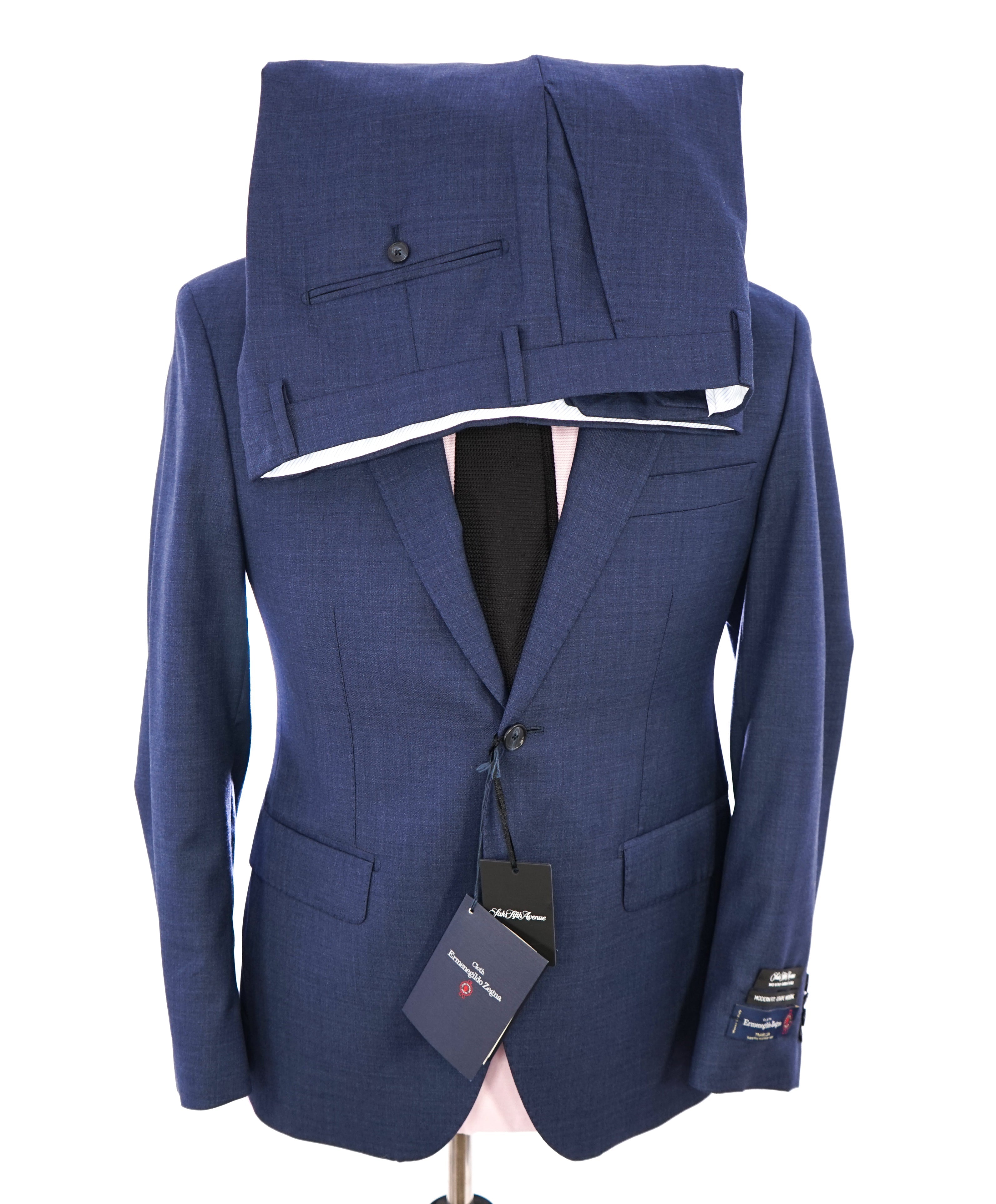 ERMENEGILDO ZEGNA - By SAKS FIFTH AVENUE Medium Blue Modern Fit Suit - 40S