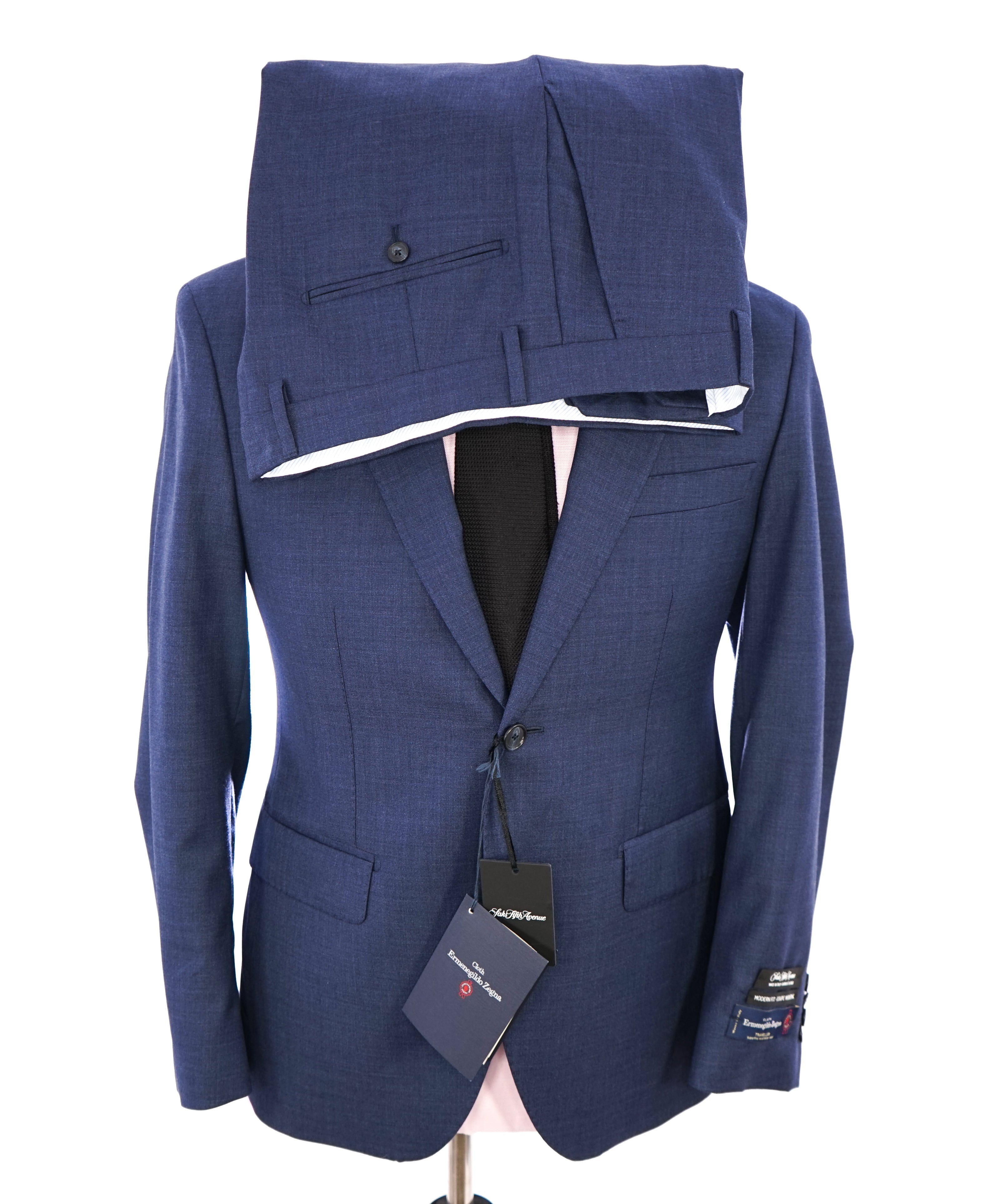 ERMENEGILDO ZEGNA - By SAKS FIFTH AVENUE Medium Blue Modern Fit Suit - 42S