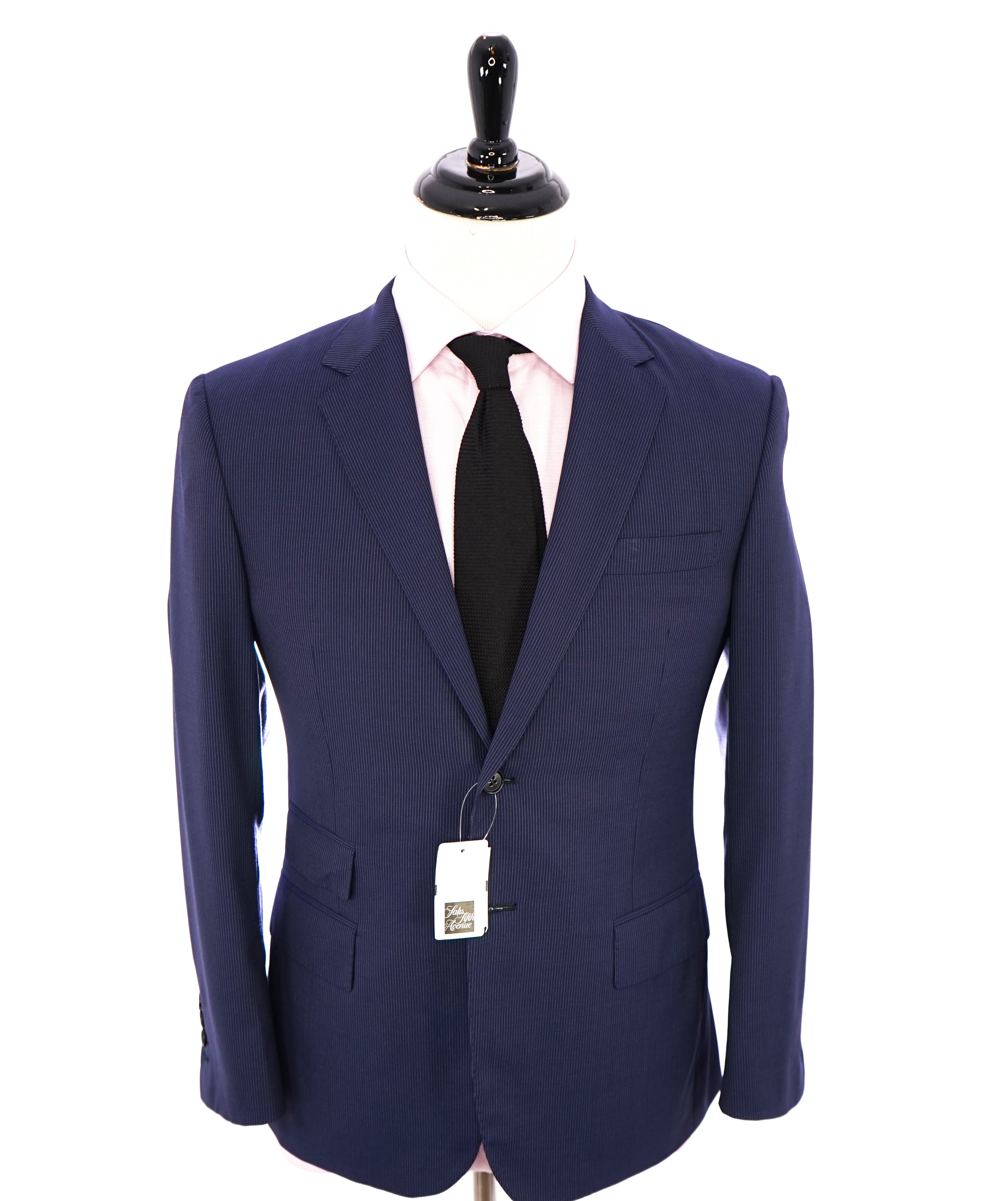 RALPH LAUREN PURPLE LABEL - *Custom* Pencil Stripe Blue SIDE TABS Suit - 38S