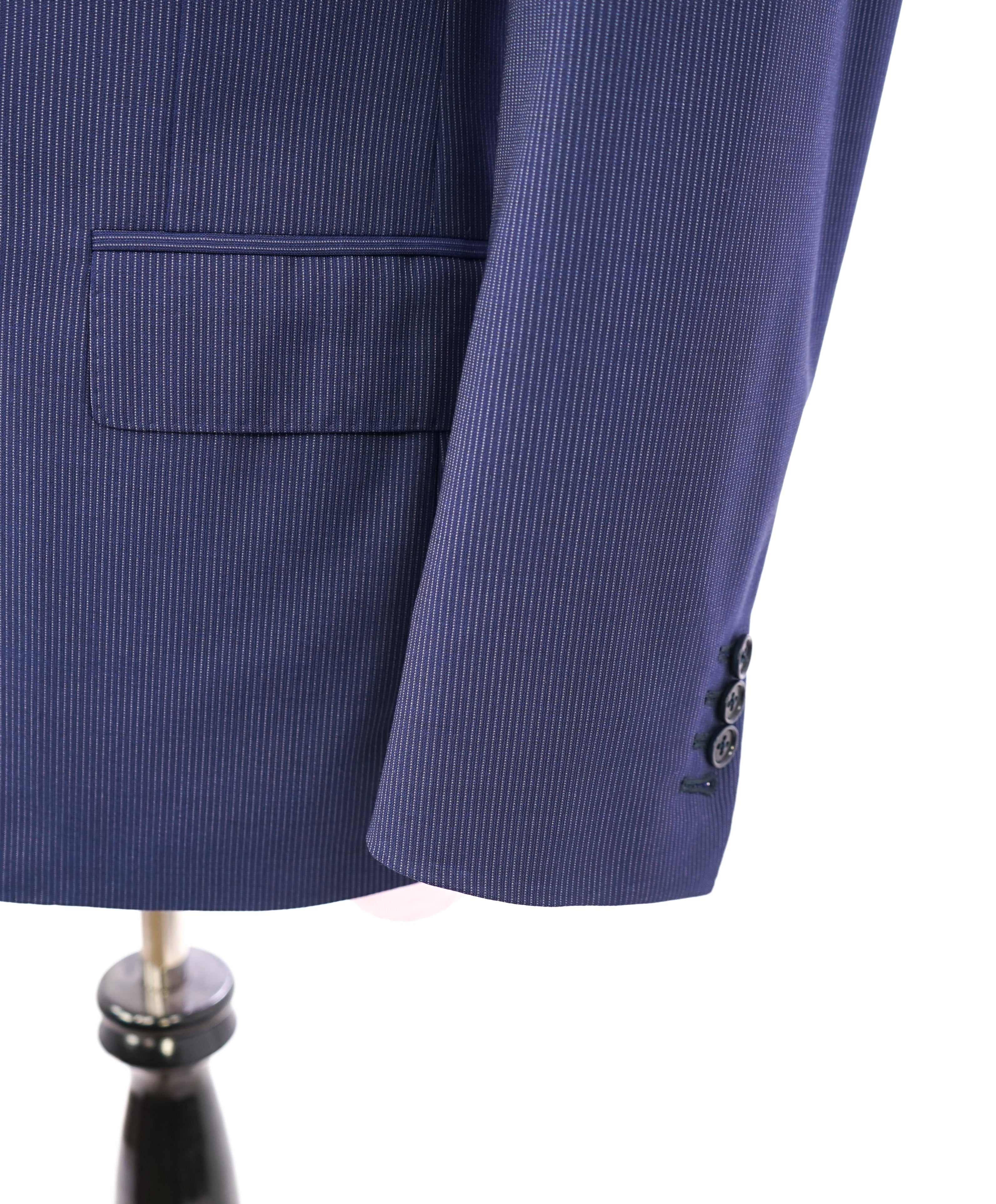 RALPH LAUREN PURPLE LABEL - *Custom* Pencil Stripe Blue SIDE TABS Suit - 38S