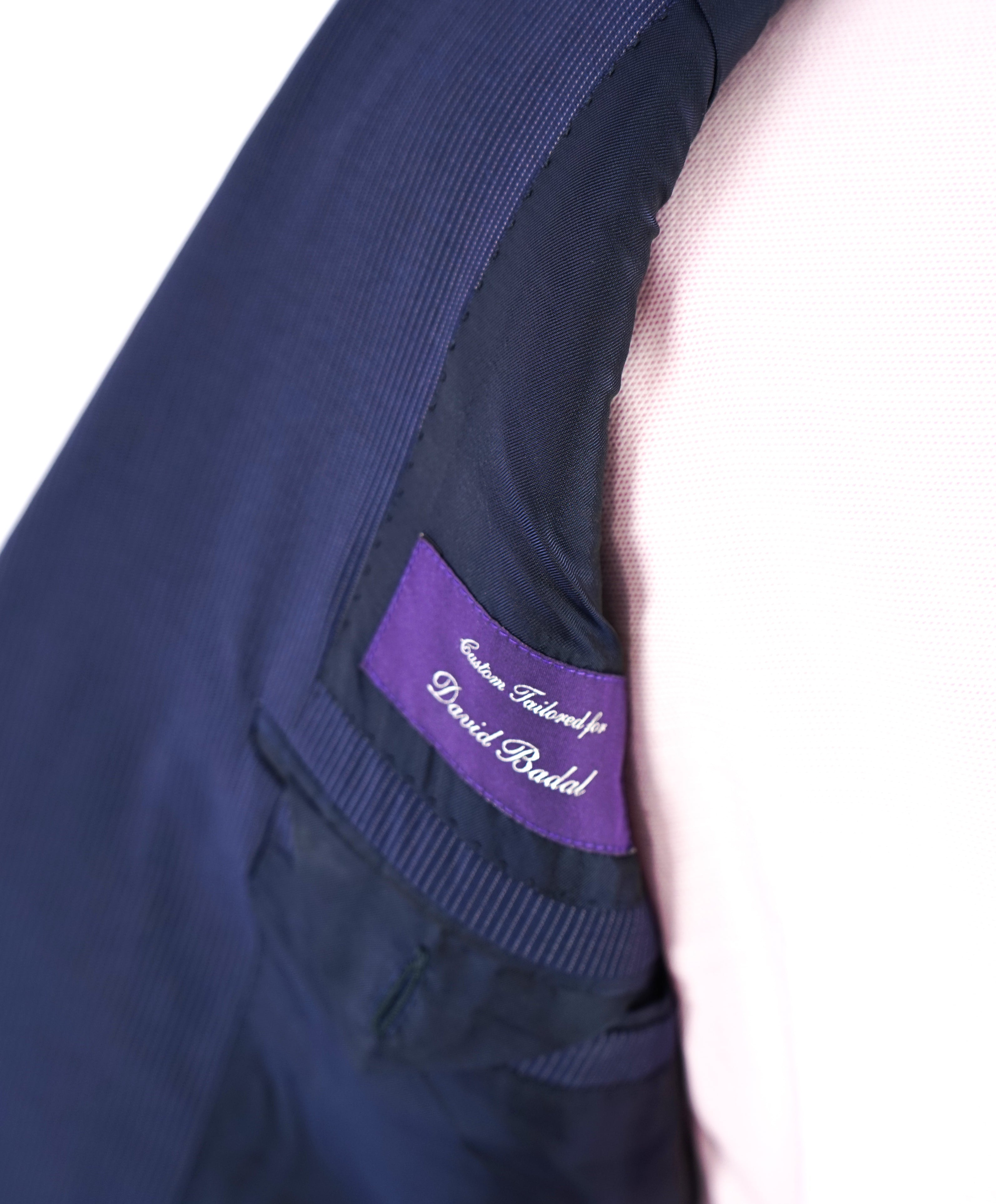 RALPH LAUREN PURPLE LABEL - *Custom* Pencil Stripe Blue SIDE TABS Suit - 38S