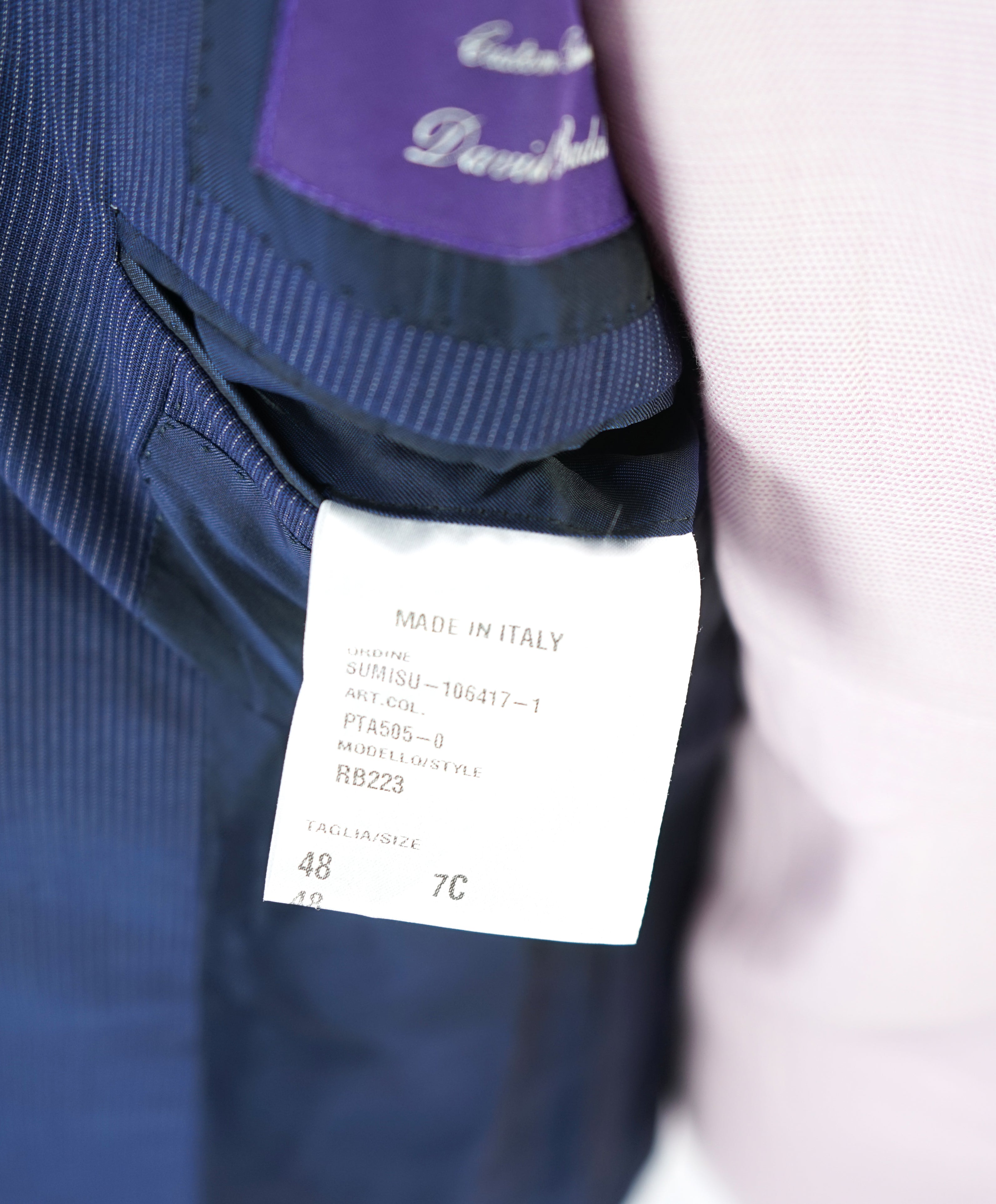 RALPH LAUREN PURPLE LABEL - *Custom* Pencil Stripe Blue SIDE TABS Suit - 38S