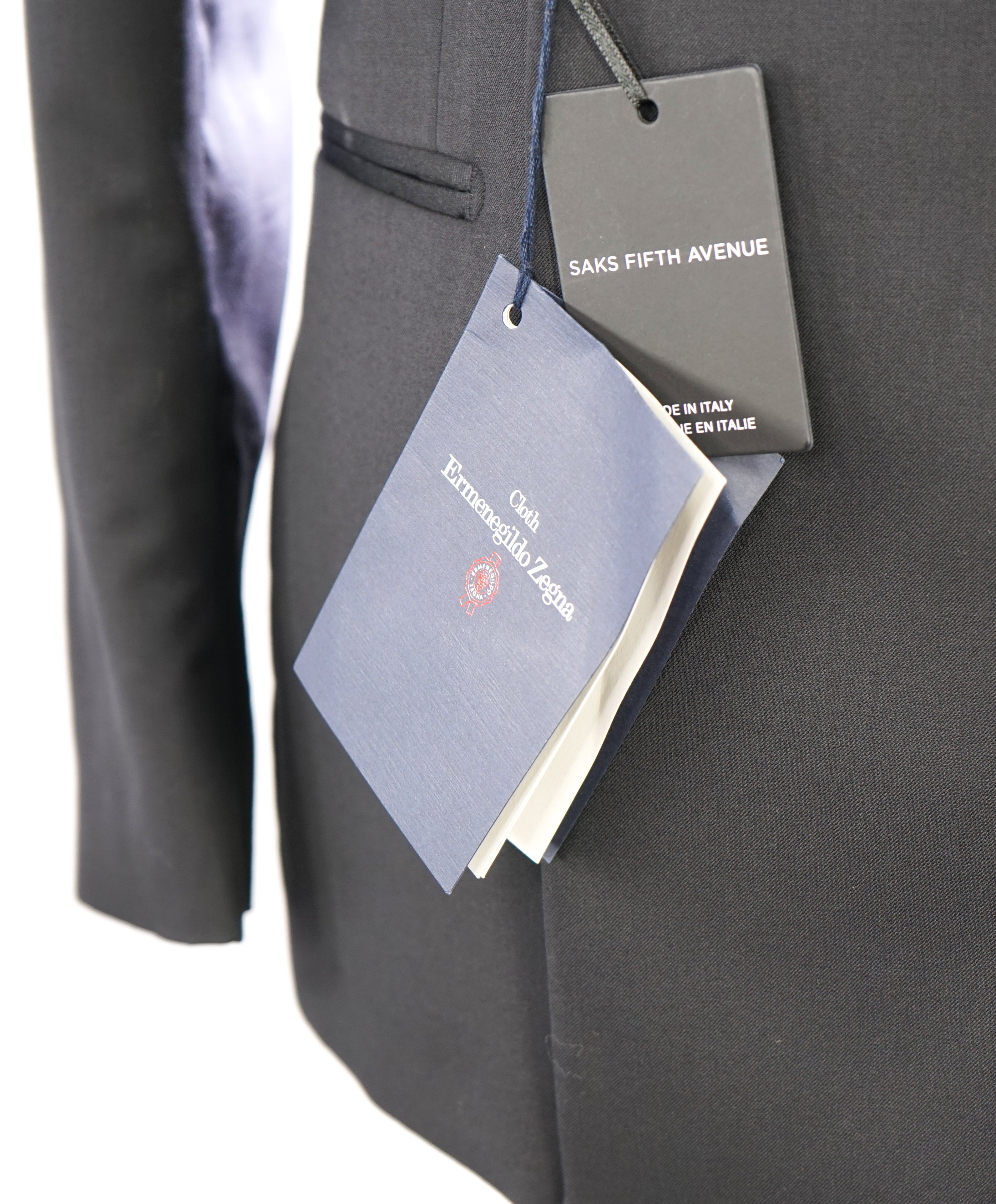 ERMENEGILDO ZEGNA - By SAKS FIFTH AVENUE "SILK" Black DB Tuxedo Suit - 38S