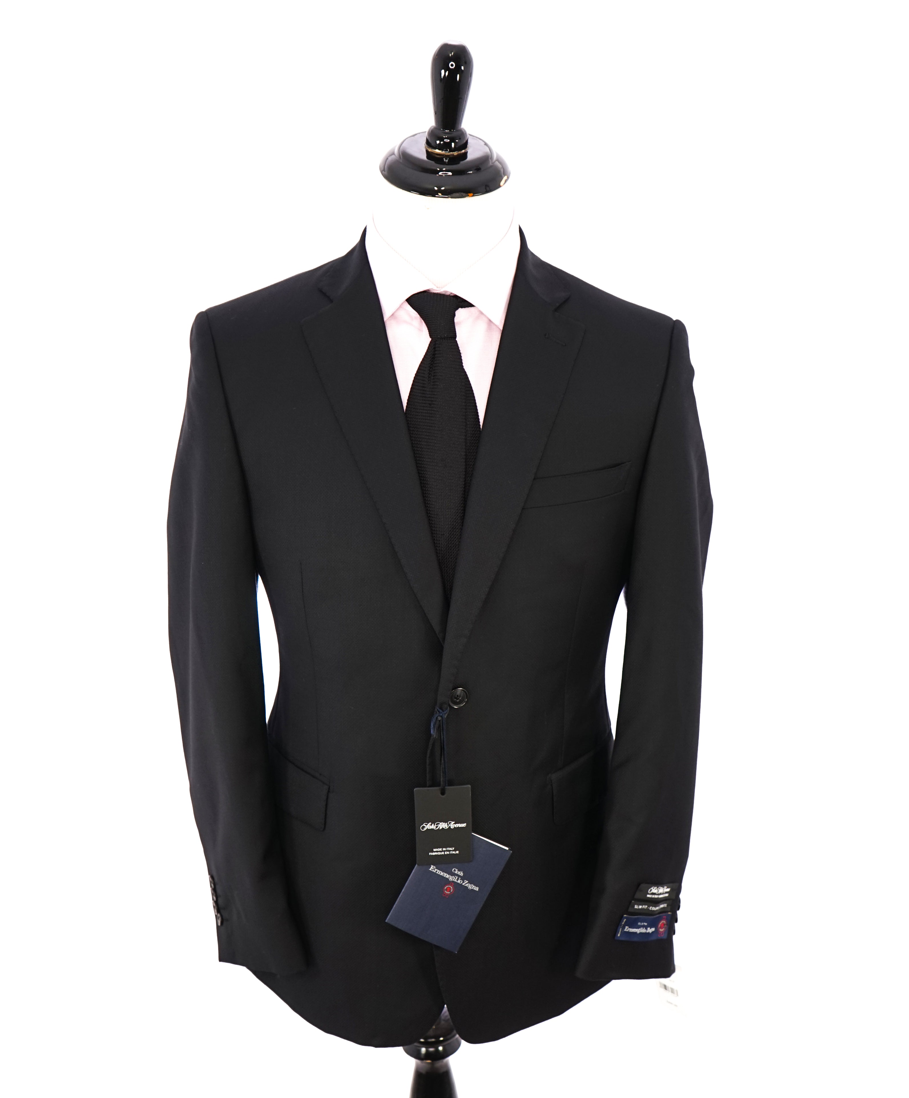 ERMENEGILDO ZEGNA - By SAKS FIFTH AVENUE Textured Weave Black Suit - 40R