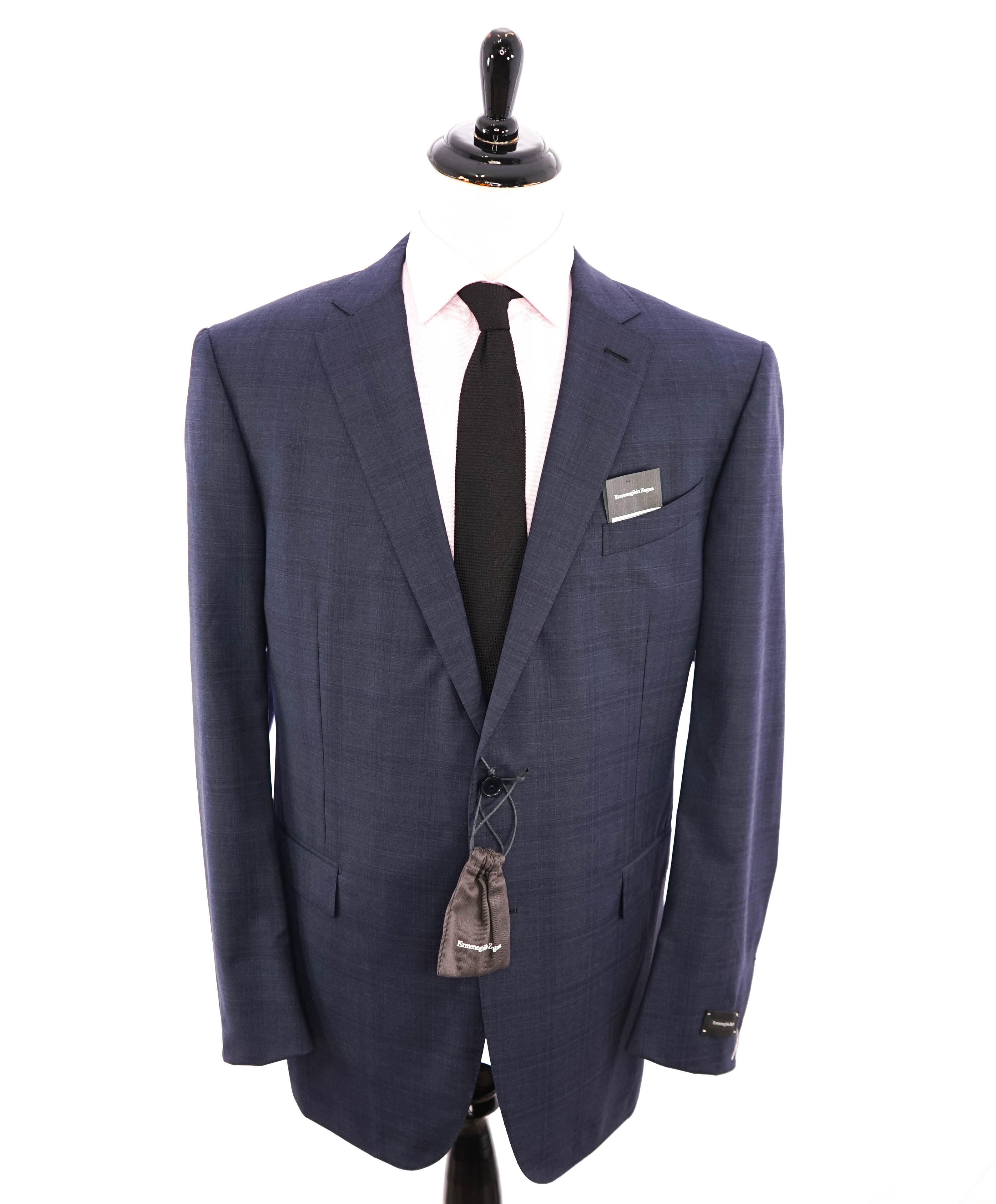 ERMENEGILDO ZEGNA -"MILANO" Tonal Blue Check Plaid Suit - 60L