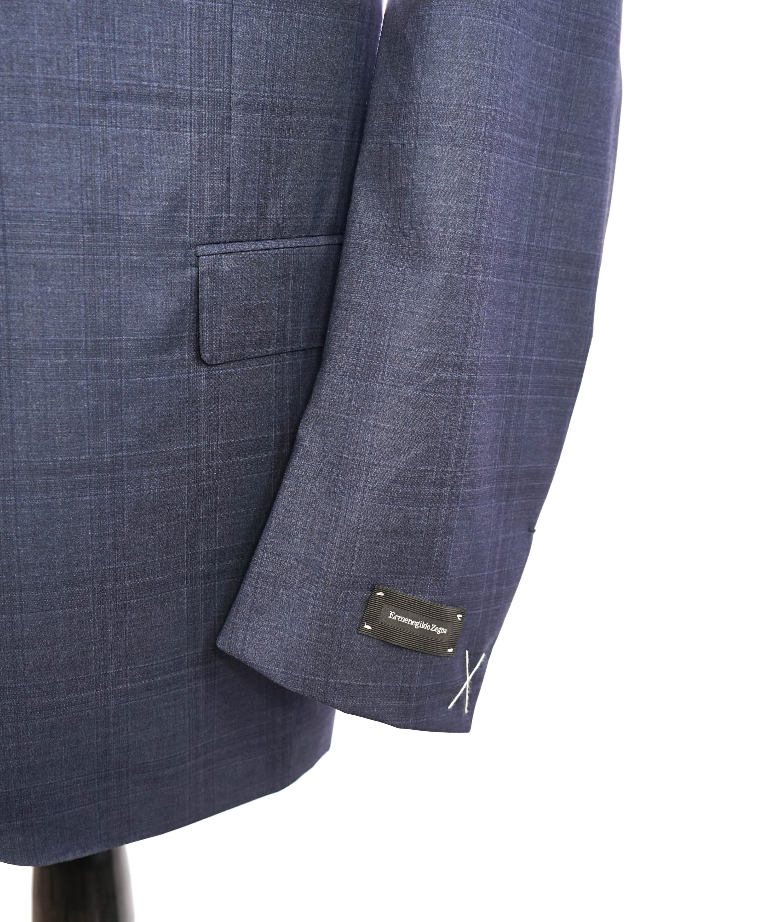 ERMENEGILDO ZEGNA -"MILANO" Tonal Blue Check Plaid Suit - 60L