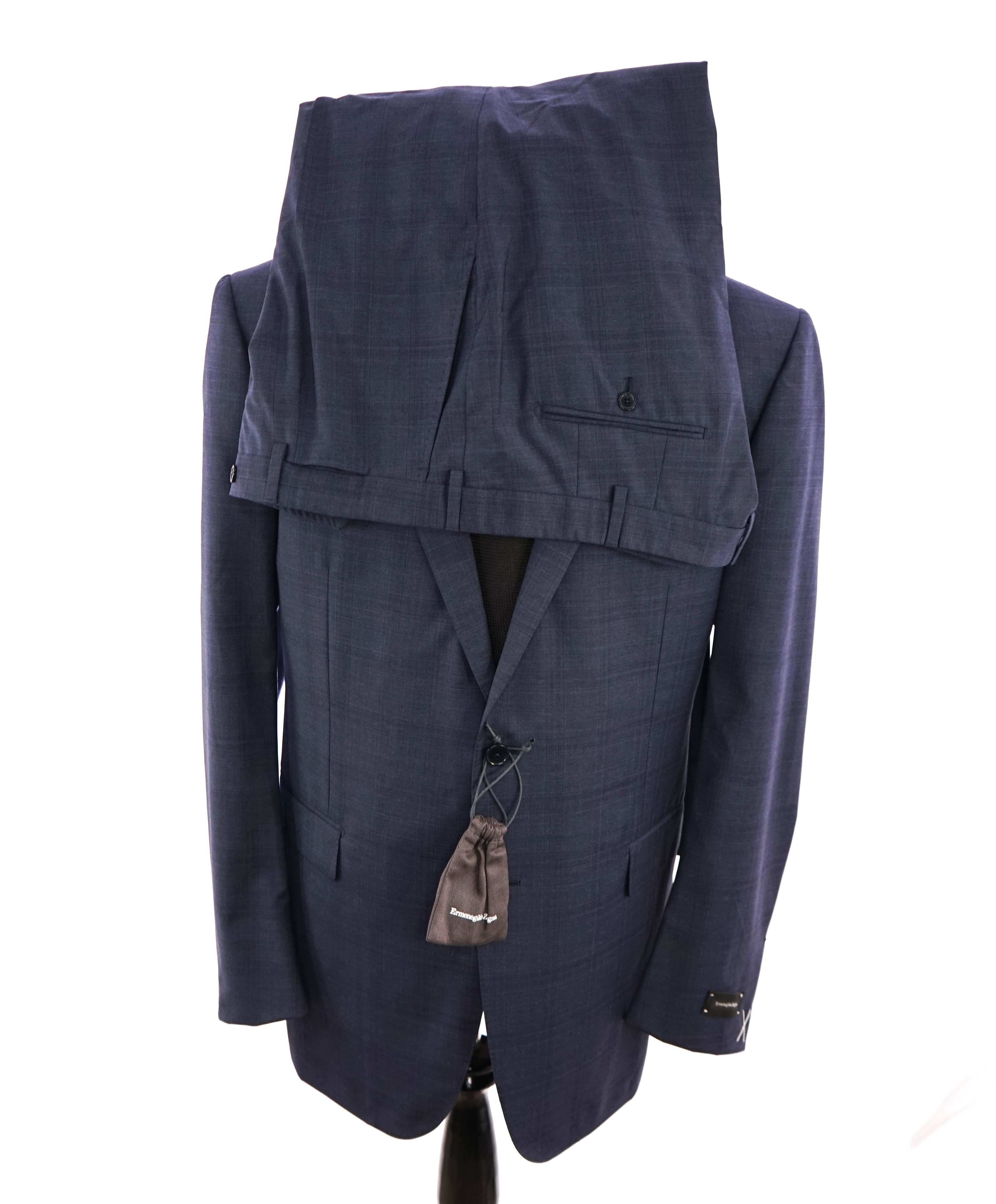 ERMENEGILDO ZEGNA -"MILANO" Tonal Blue Check Plaid Suit - 60L