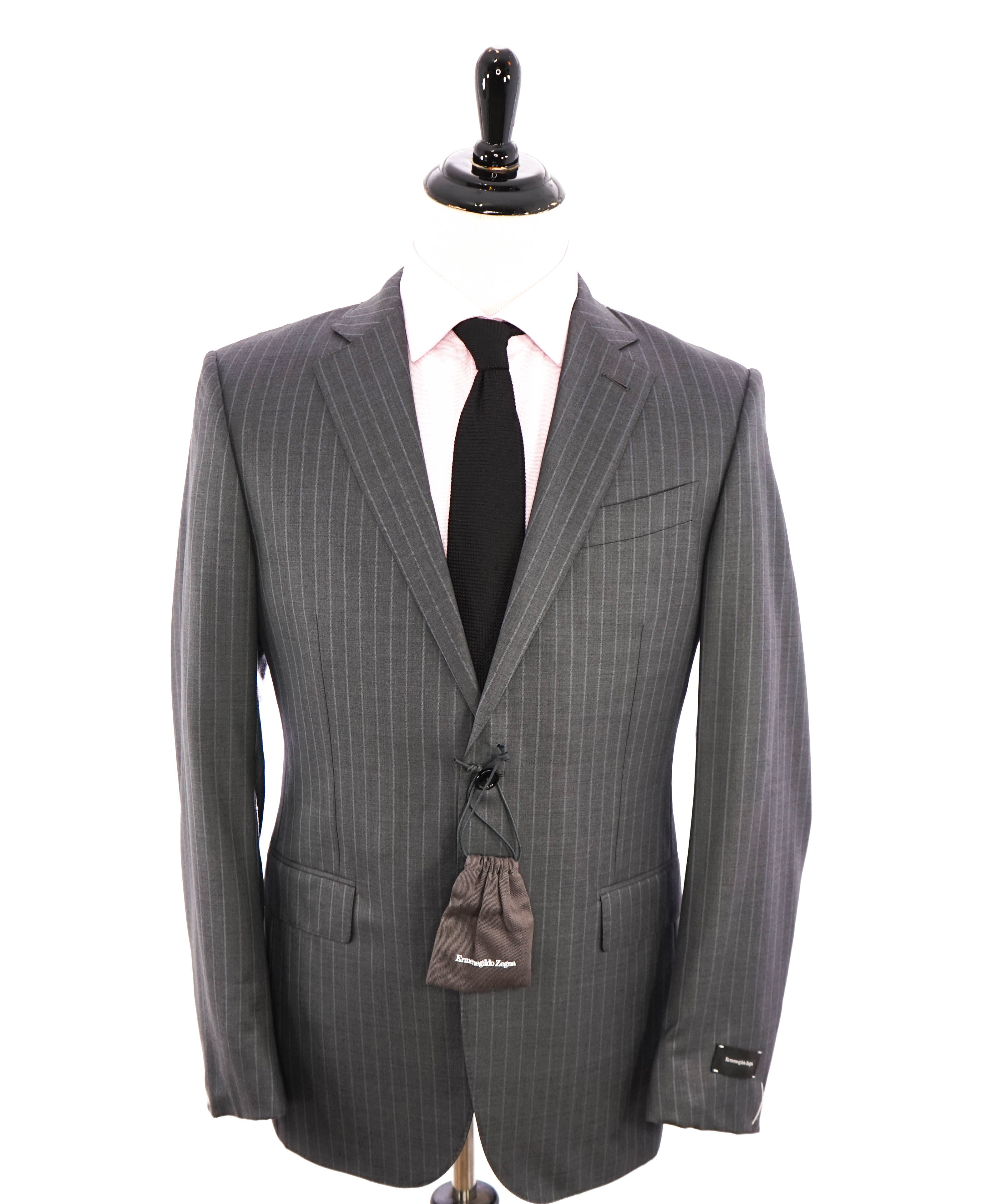 ERMENEGILDO ZEGNA - "15 MILMIL 15" Blue Rope Stripe Gray Suit - 40R