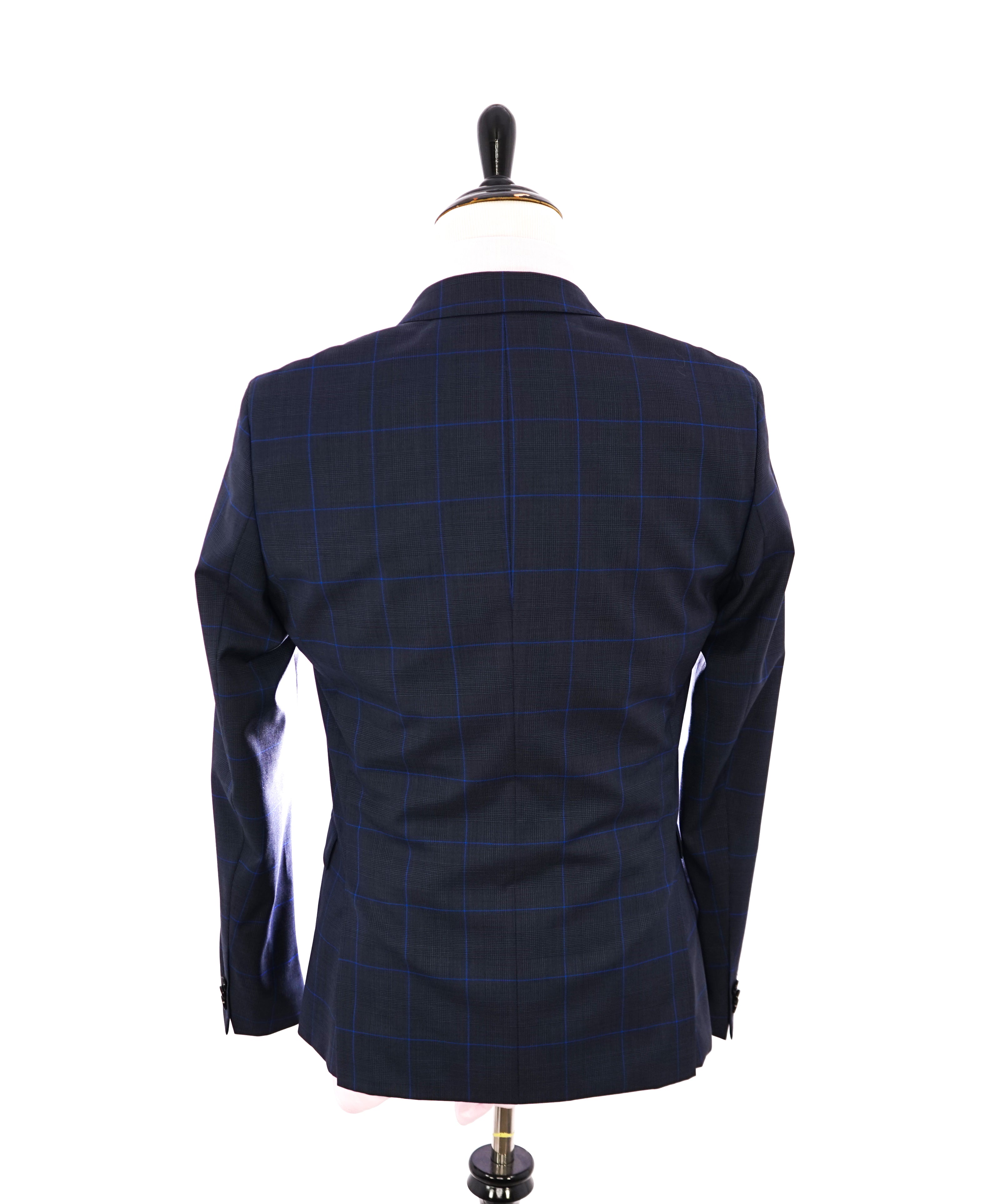 HUGO BOSS - Super 100's Bold Blue Check Plaid Slim Blazer - 38R