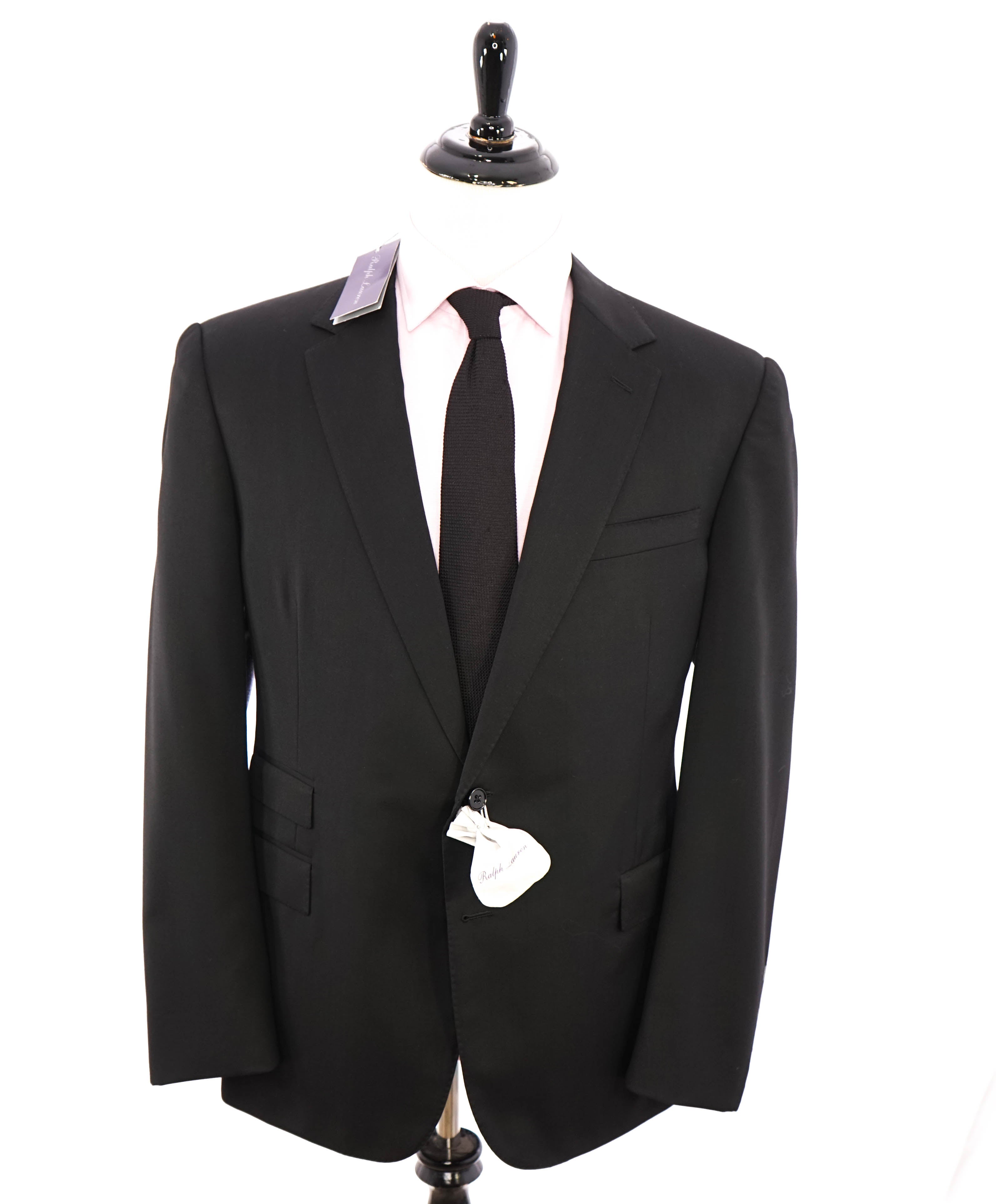 RALPH LAUREN PURPLE LABEL - Solid Black *CLOSET STAPLE* Suit - 46R