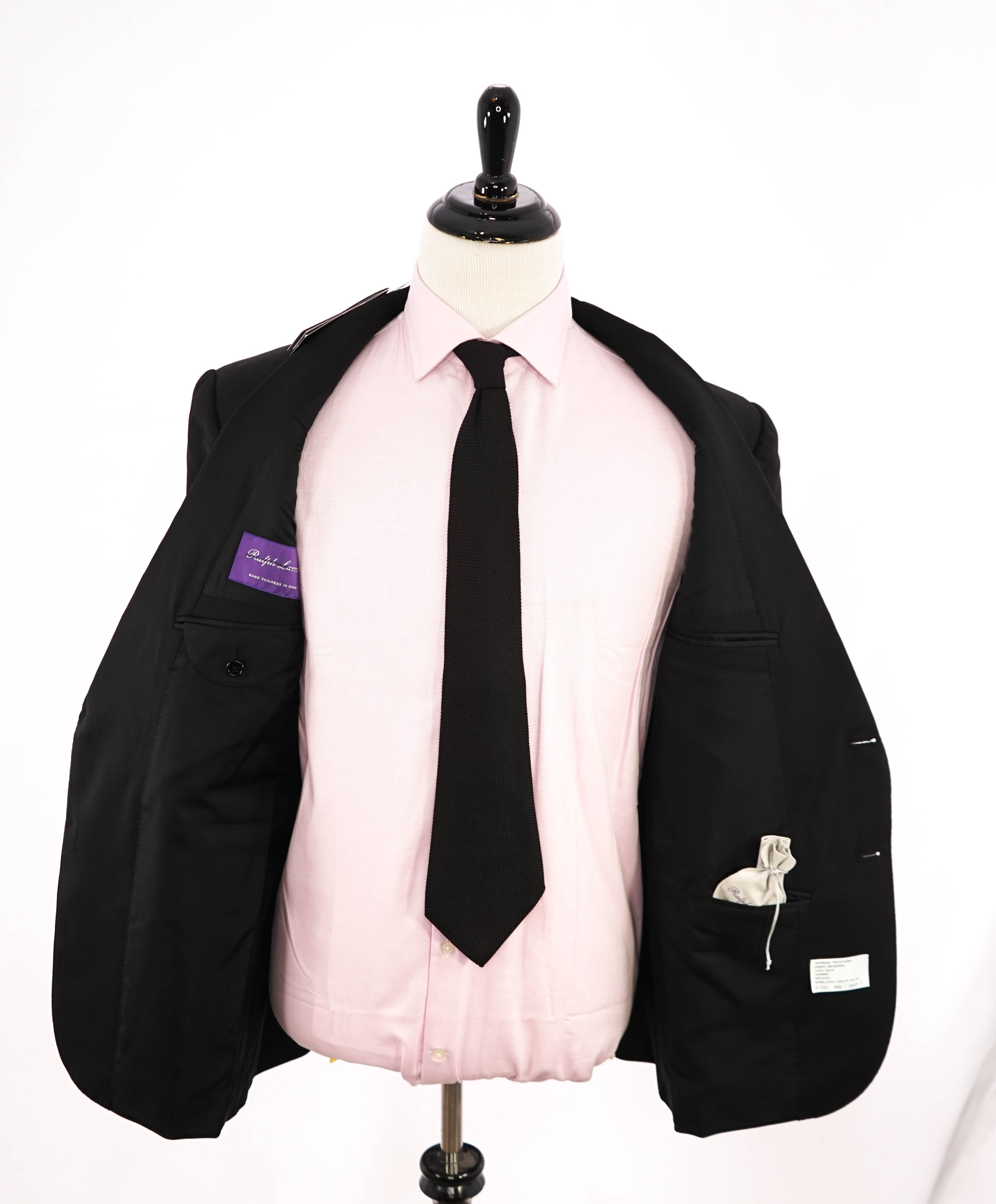 RALPH LAUREN PURPLE LABEL - Solid Black *CLOSET STAPLE* Suit - 46R