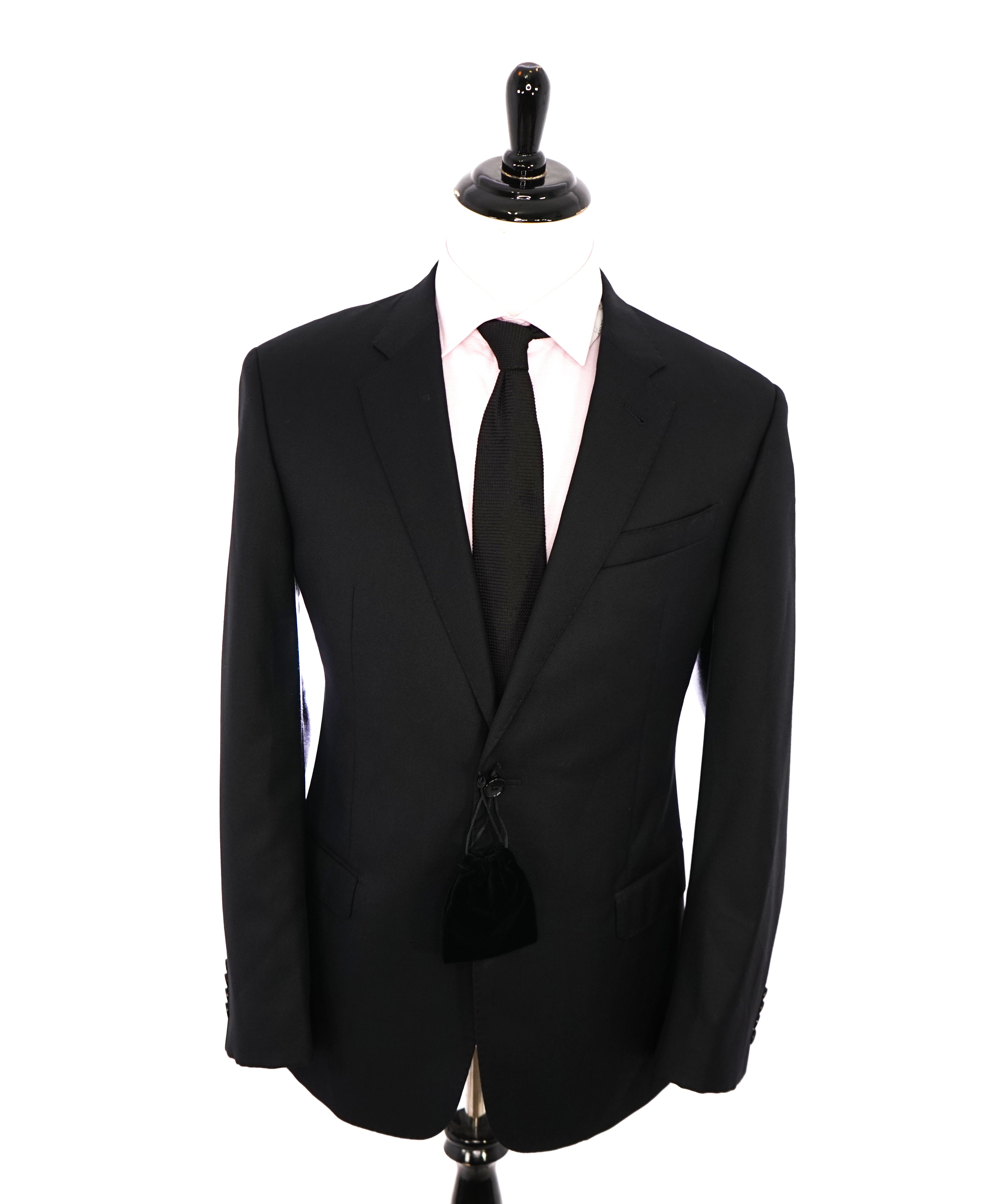 GIORGIO ARMANI - “SOFT” Textured Royal Oxford Weave Black Blazer - 46R