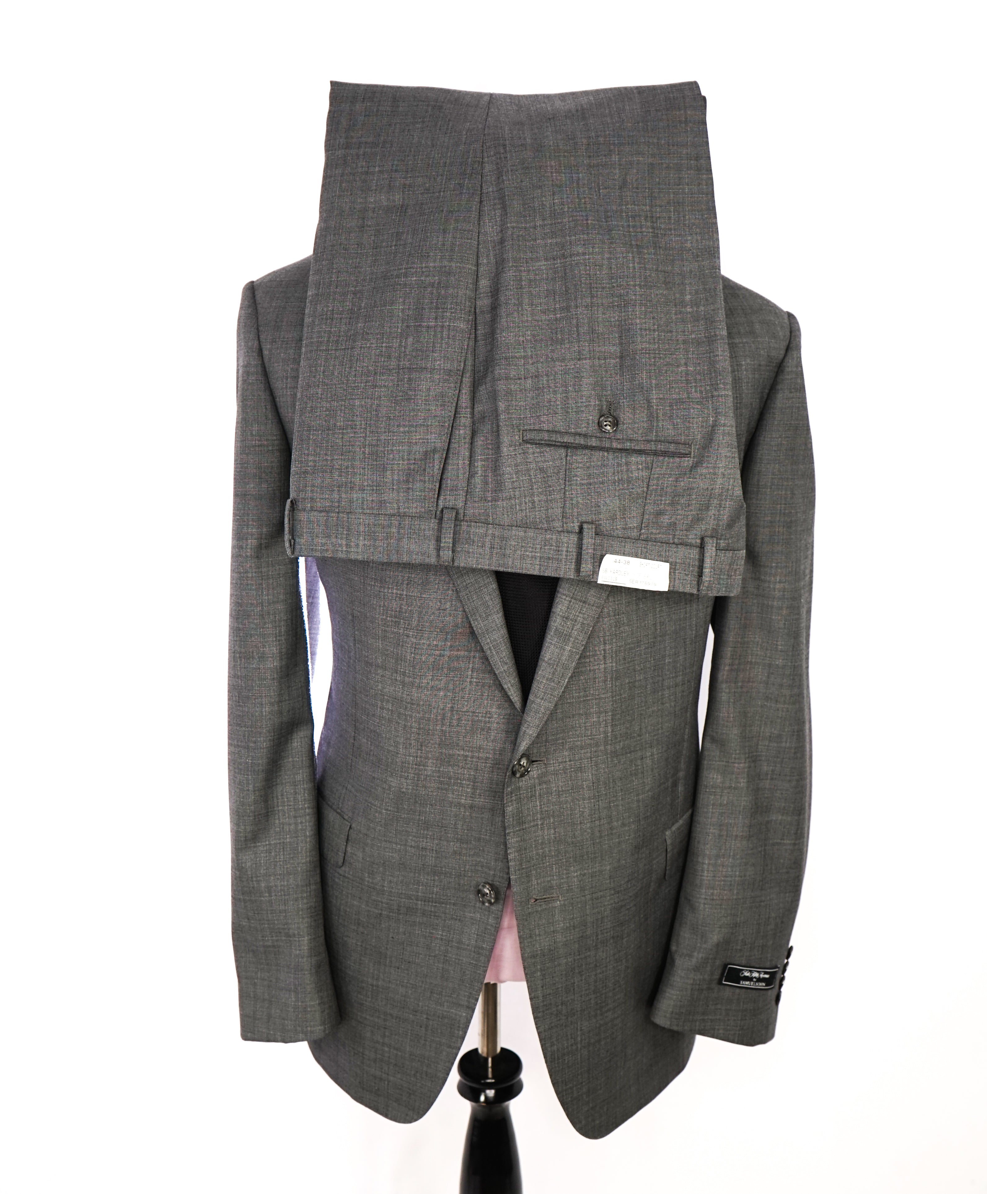 SAMUELSOHN - "SB Yardley" Super 130’s Solid Gray Premium Suit - 46L