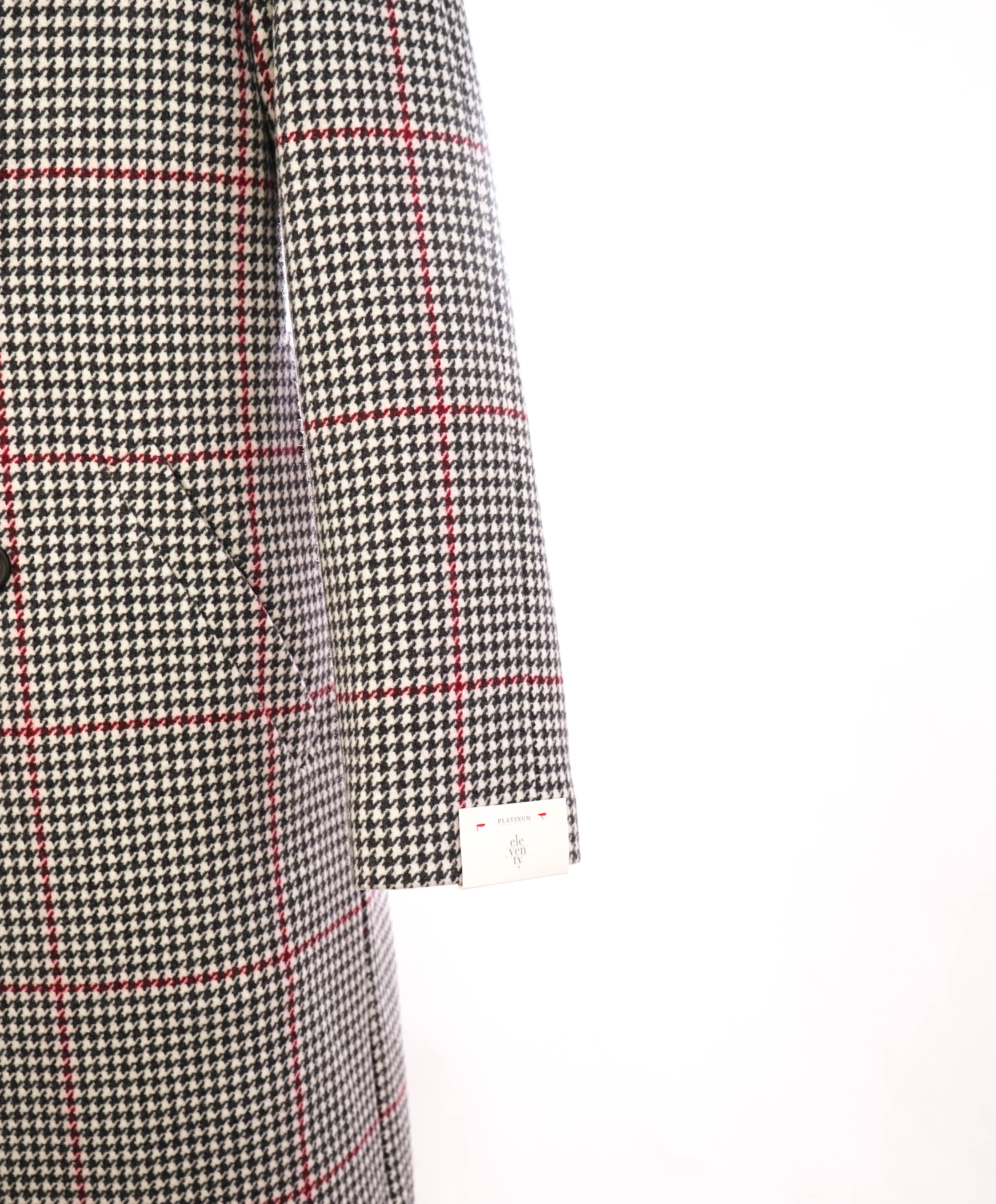 $2,250 ELEVENTY - Ivory/Black/Red Houndstooth CASHMERE/Wool Coat - 38R (48 EU)