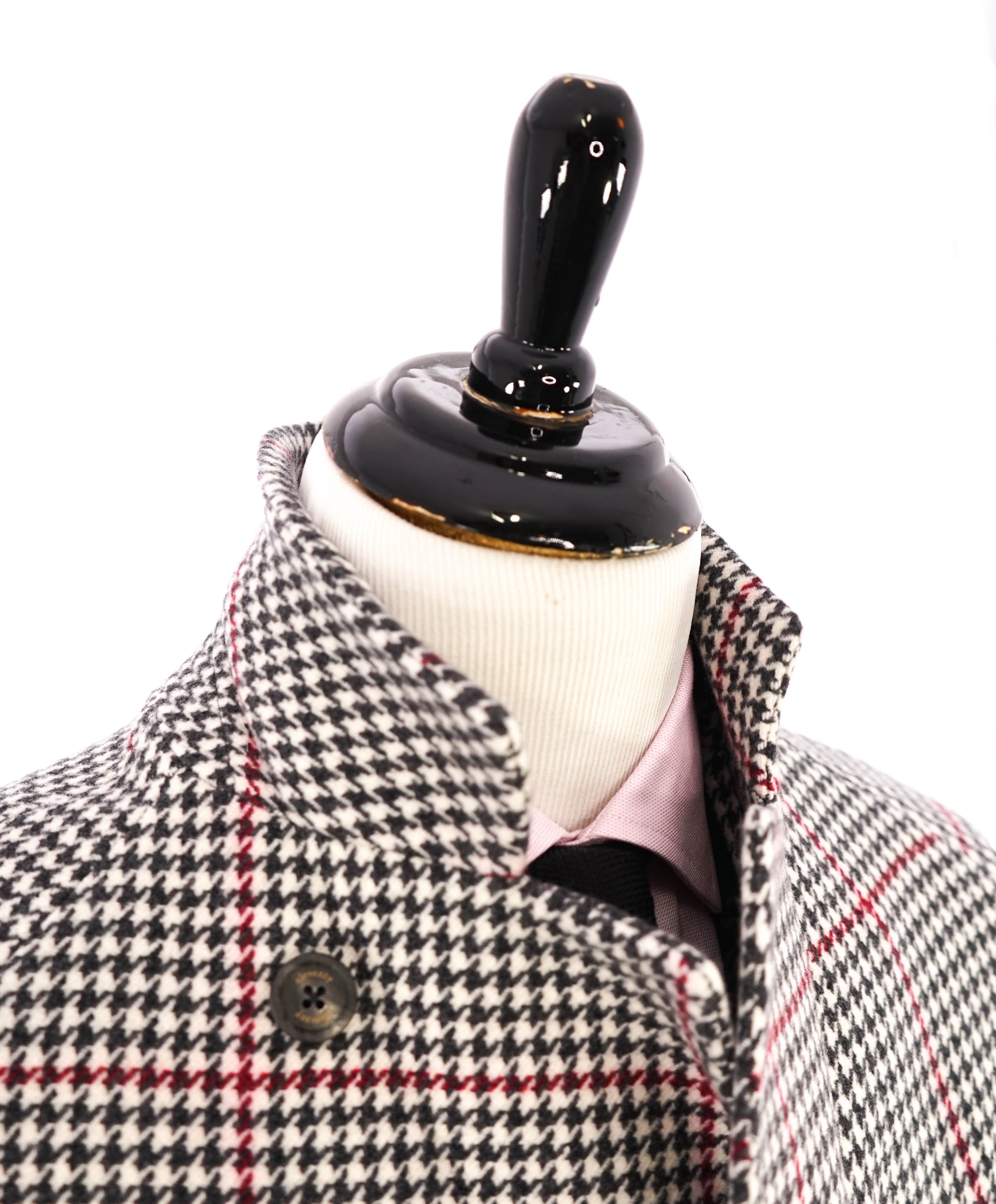 $2,250 ELEVENTY - Ivory/Black/Red Houndstooth CASHMERE/Wool Coat - 38R (48 EU)