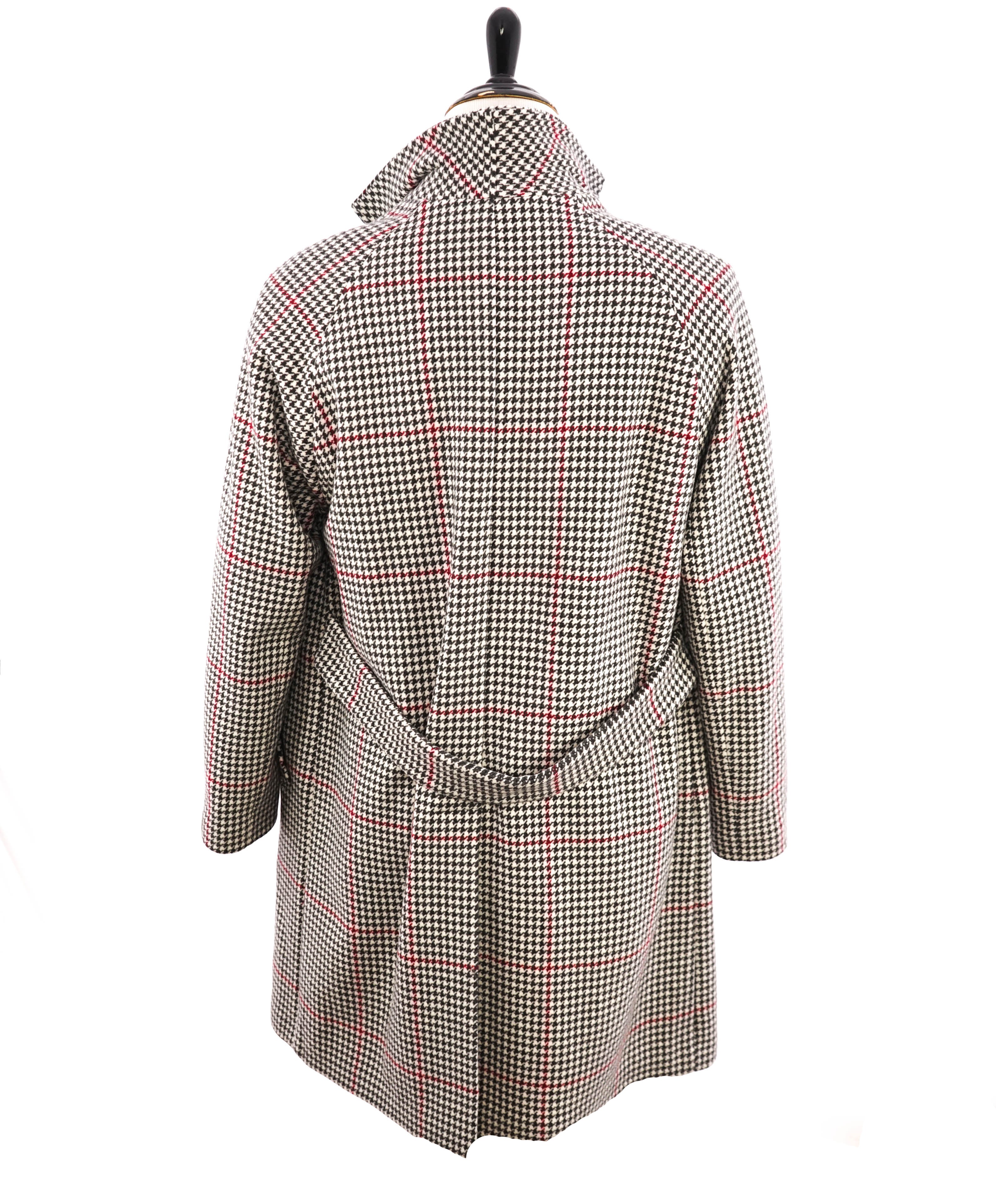 $2,250 ELEVENTY - Ivory/Black/Red Houndstooth CASHMERE/Wool Coat - 38R (48 EU)