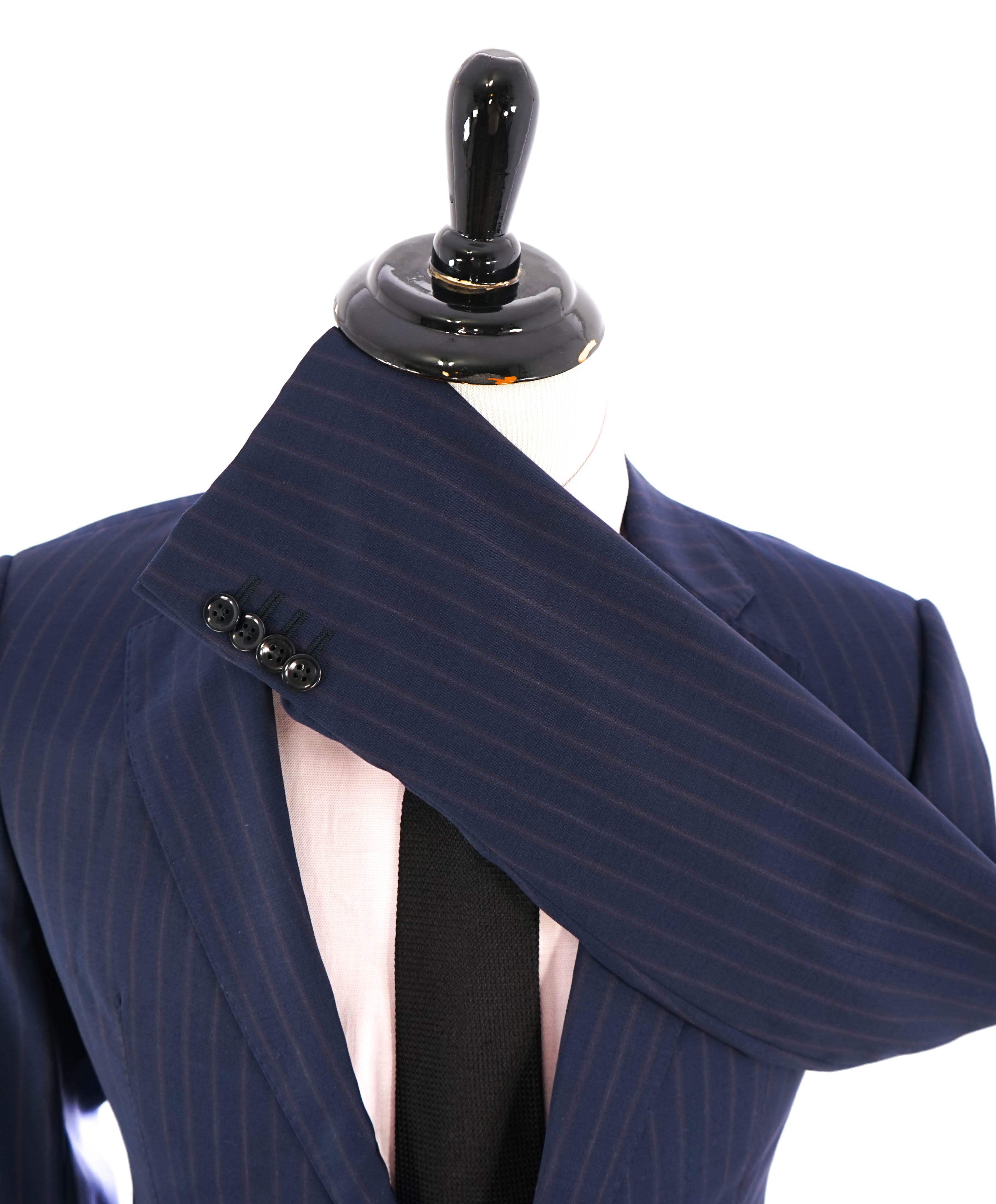 $1,895 ARMANI COLLEZIONI - “S Line” SLIM Red & Blue Rope Stripe PREMIUM Suit - 40L