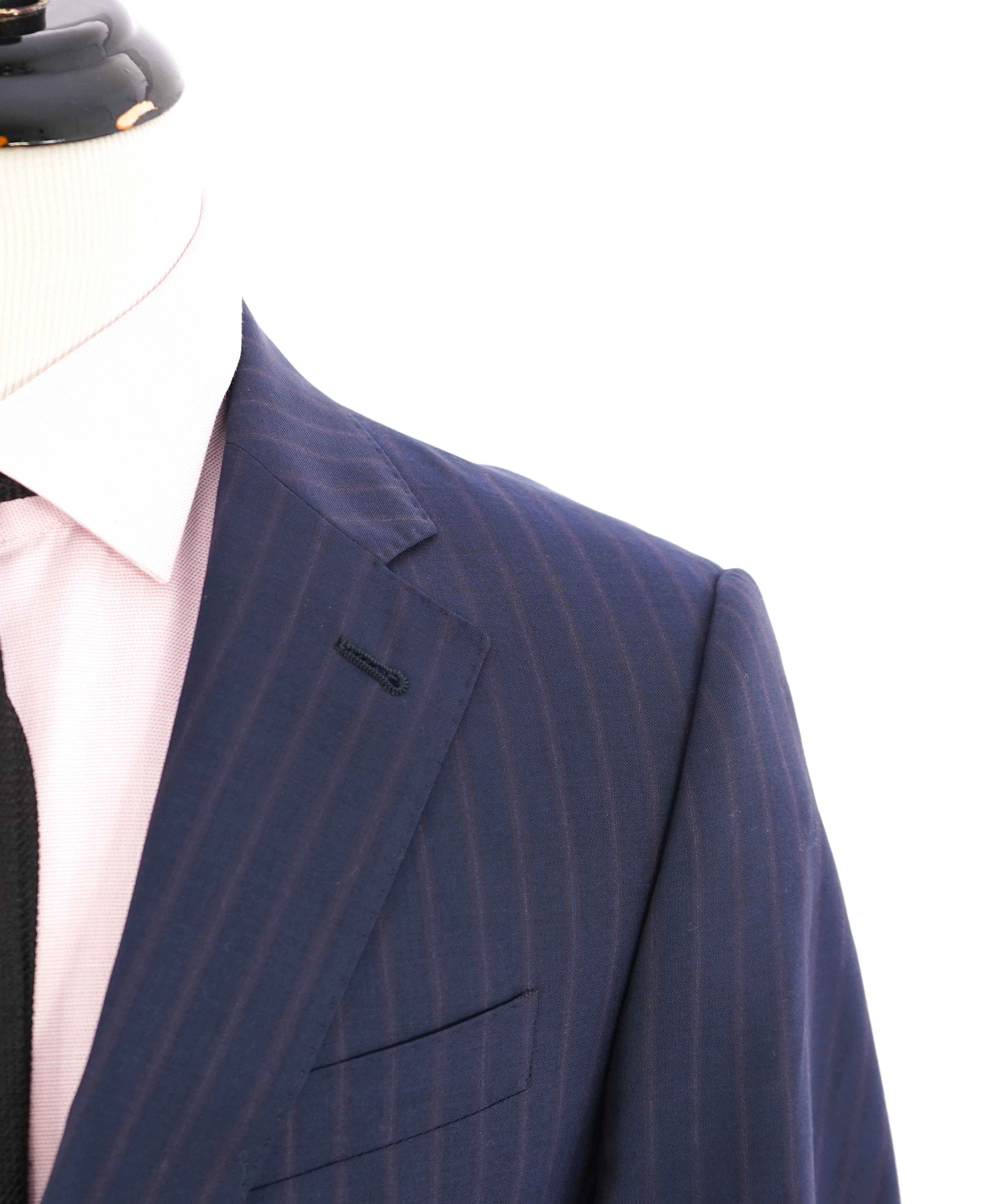 $1,895 ARMANI COLLEZIONI - “S Line” SLIM Red & Blue Rope Stripe PREMIUM Suit - 40L