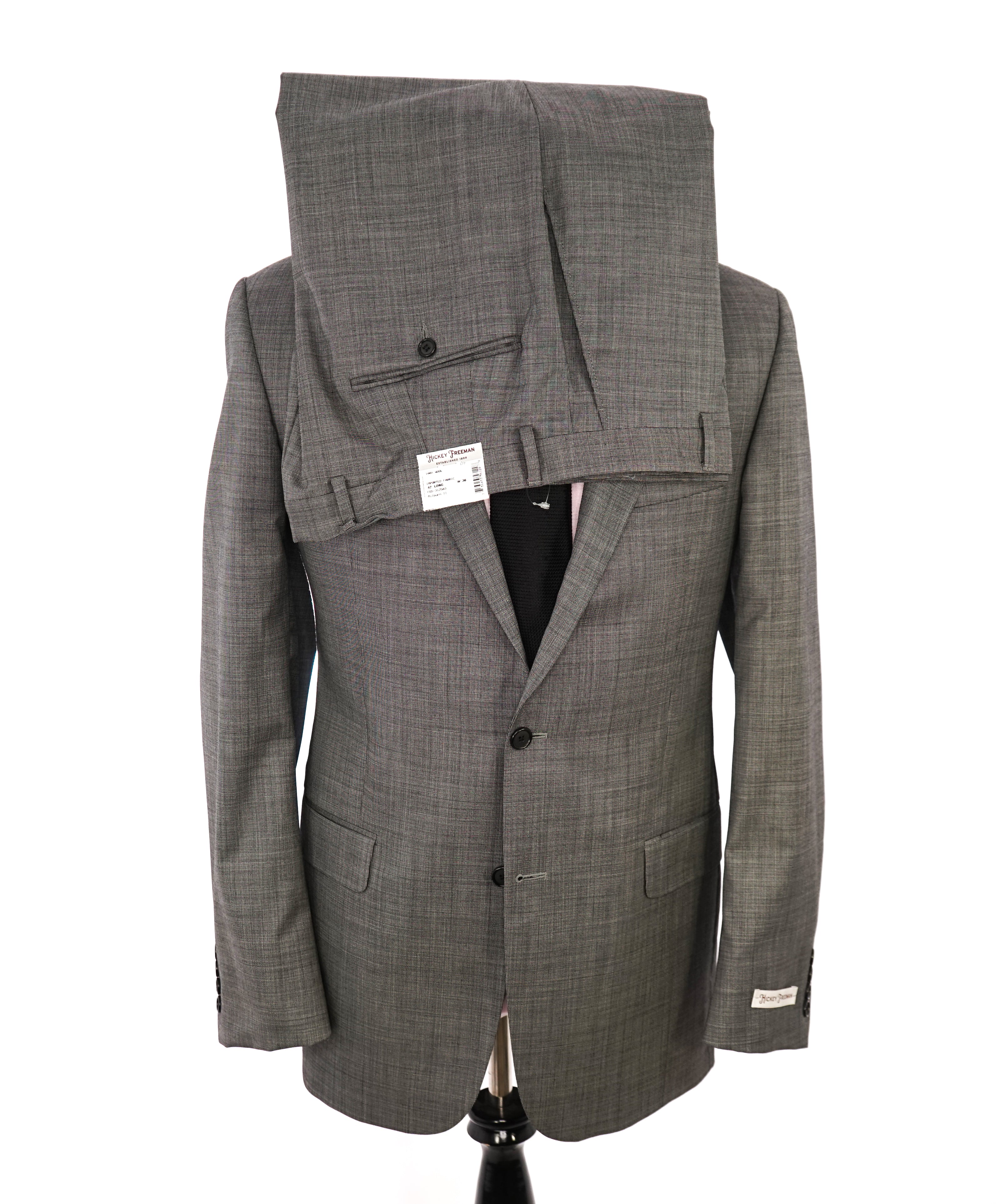 HICKEY FREEMAN - Gray Check *Salt n' Pepper* "Milburn ii" Notch Lapel Suit - 42L