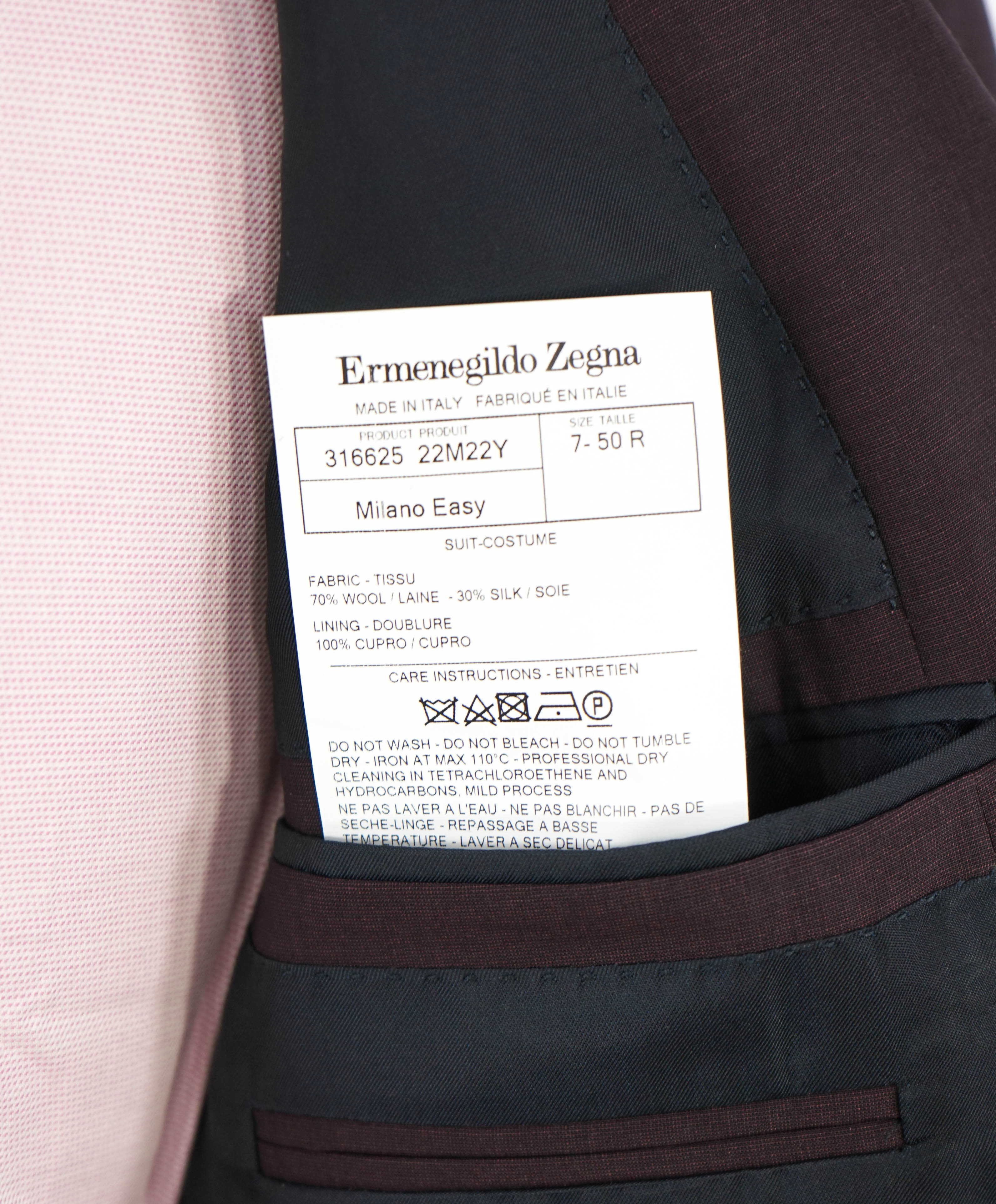 ERMENEGILDO ZEGNA -“LEGGERISSIMO" Premium SILK BURGUNDY Red Suit - 40R