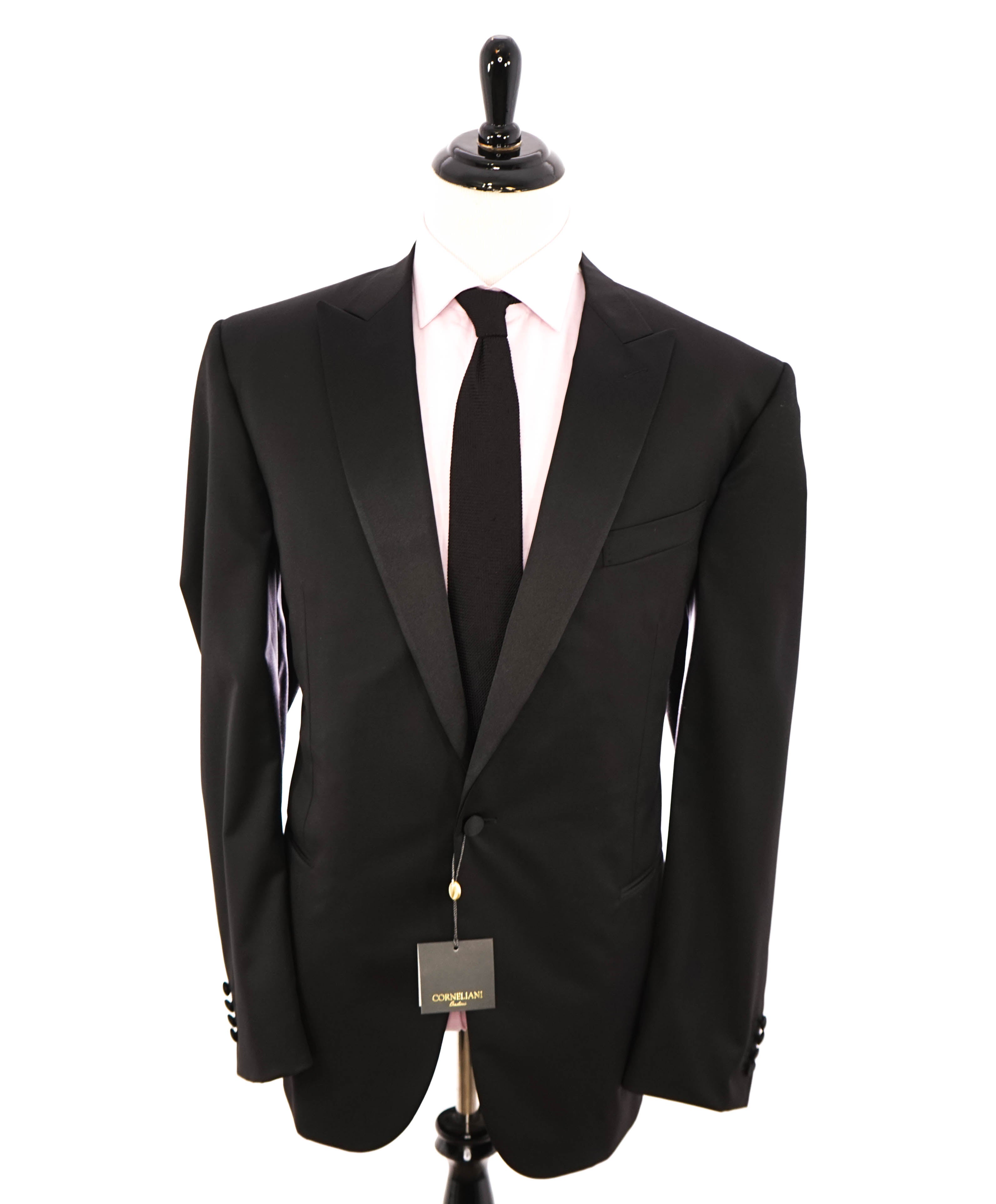 CORNELIANI - Peak Lapel Black Tuxedo 17,25 Microns Super Fine Wool - 50L US