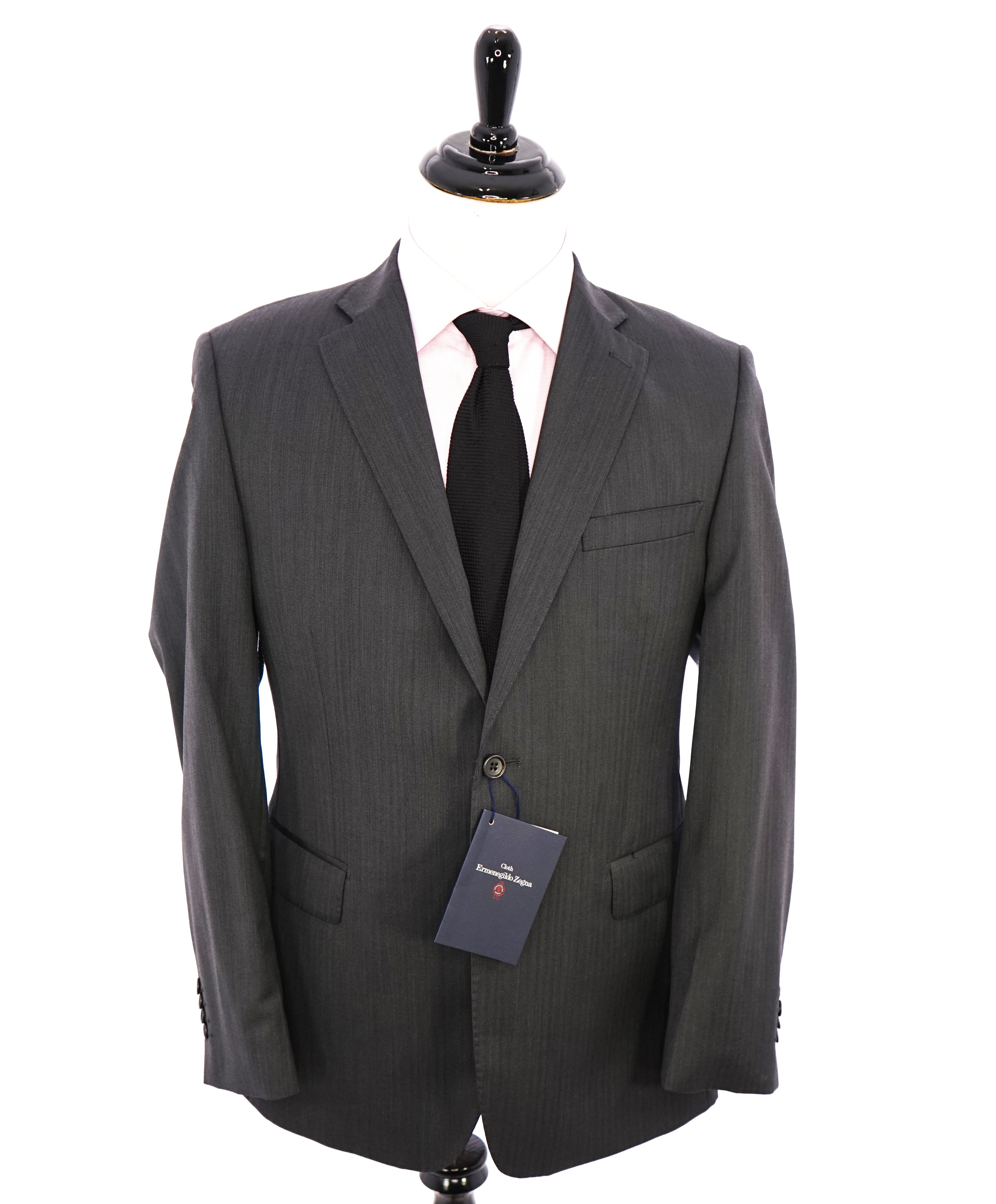 ERMENEGILDO ZEGNA - By SAKS FIFTH AVENUE "SLIM" Herringbone Gray Suit - 40R