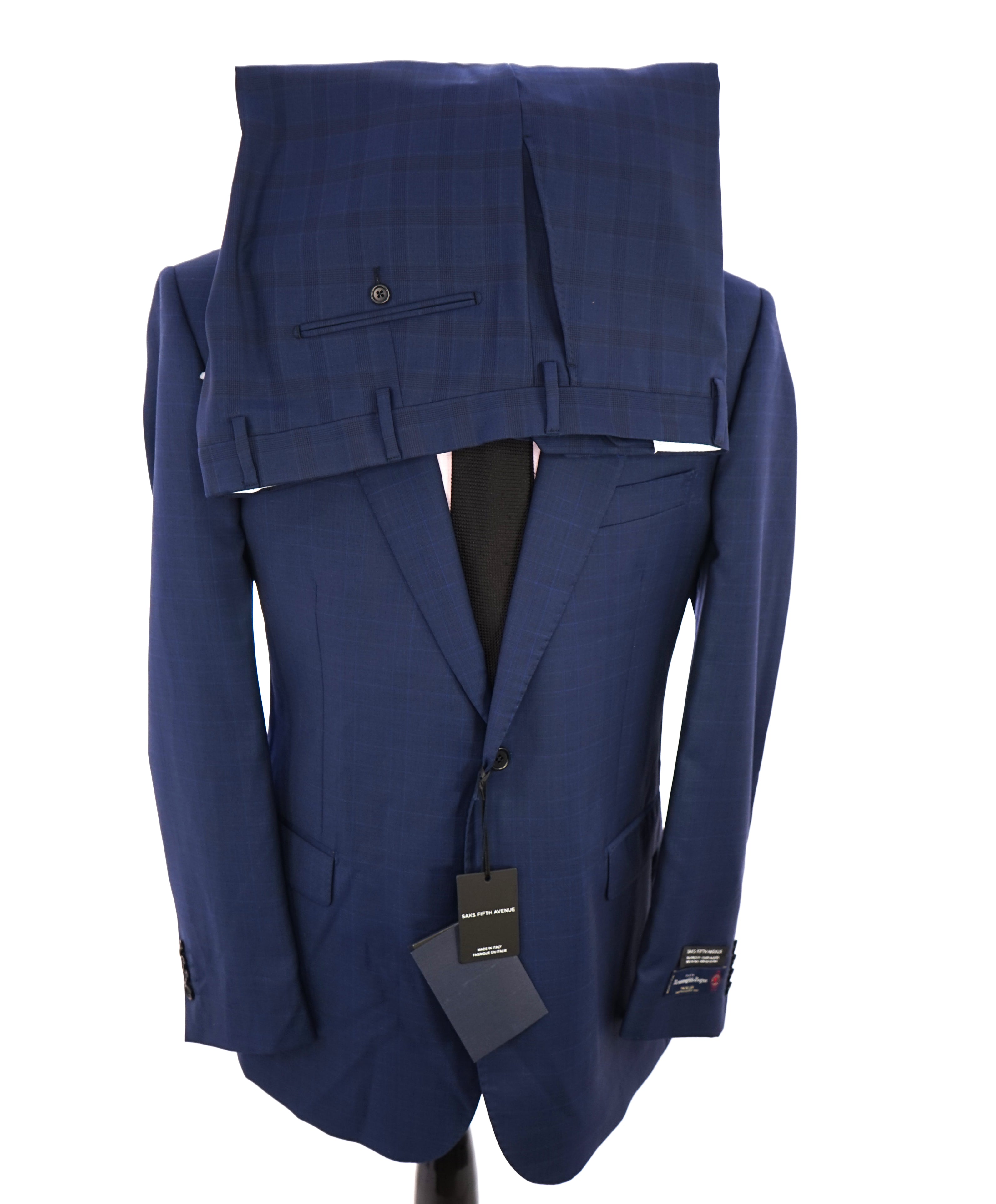 ERMENEGILDO ZEGNA - By SAKS FIFTH AVENUE "Traveller" Blue Plaid Suit - 46L