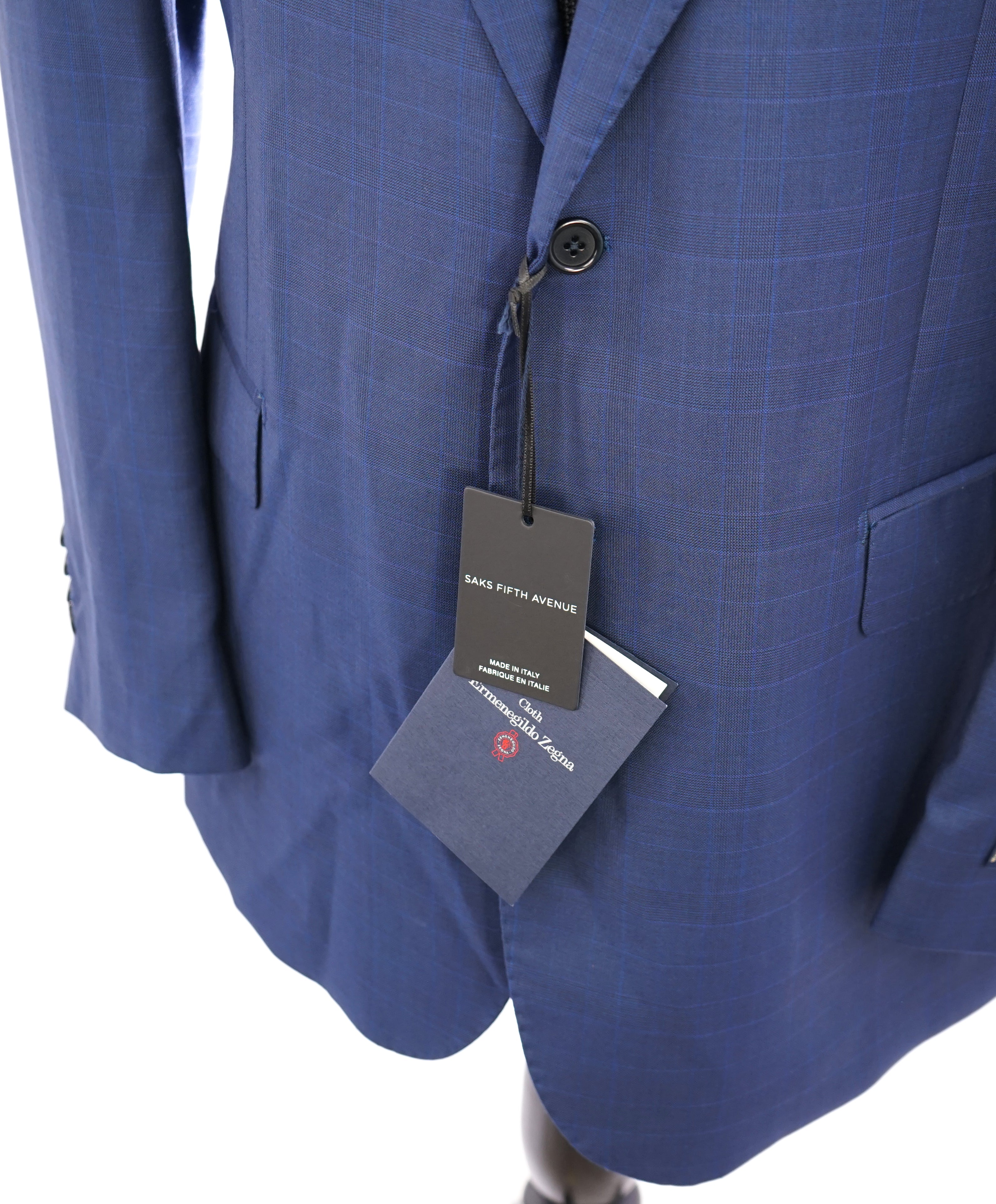 ERMENEGILDO ZEGNA - By SAKS FIFTH AVENUE "Traveller" Blue Plaid Suit - 46L