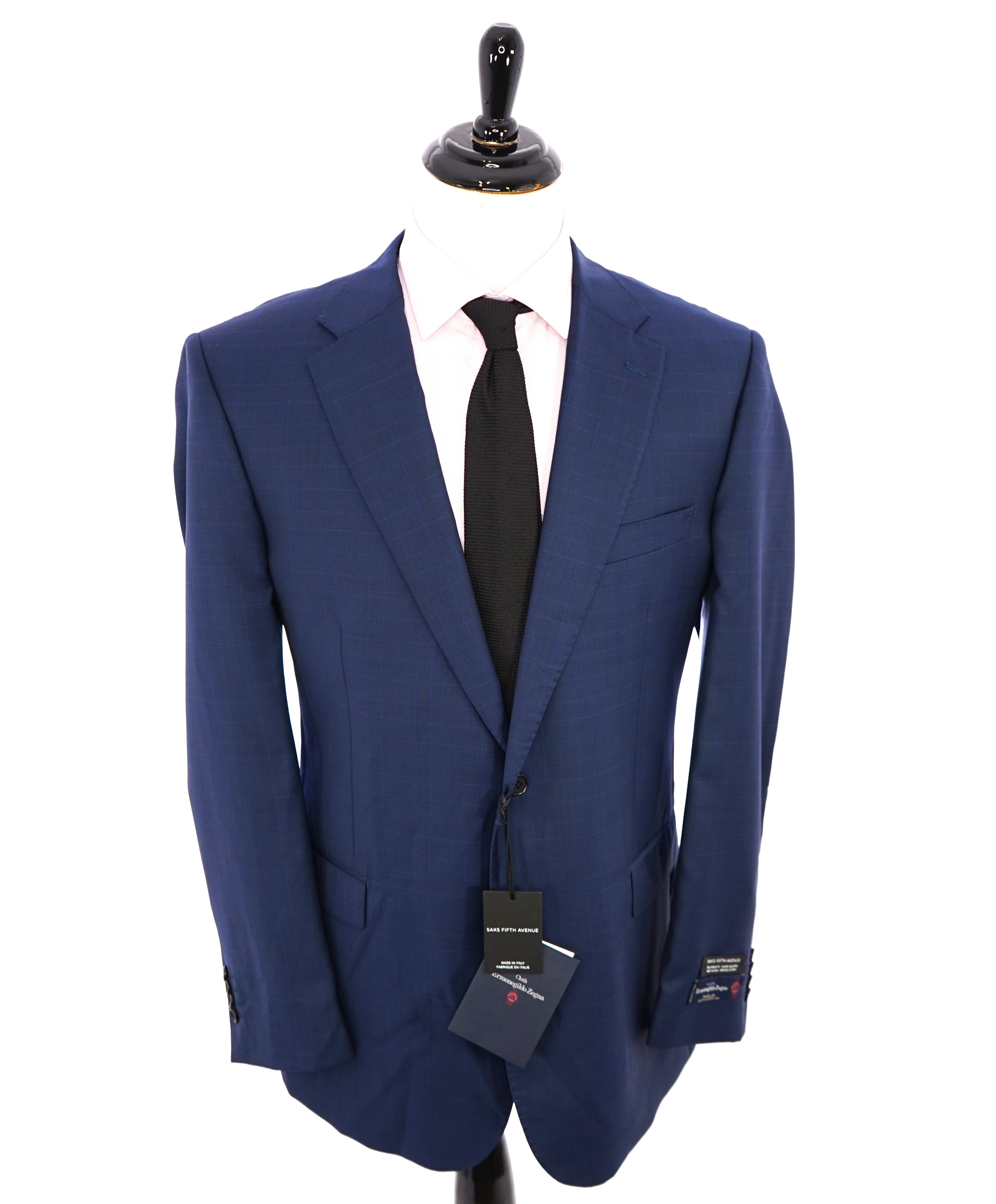 ERMENEGILDO ZEGNA - By SAKS FIFTH AVENUE "Traveller" Blue Plaid Suit - 46L