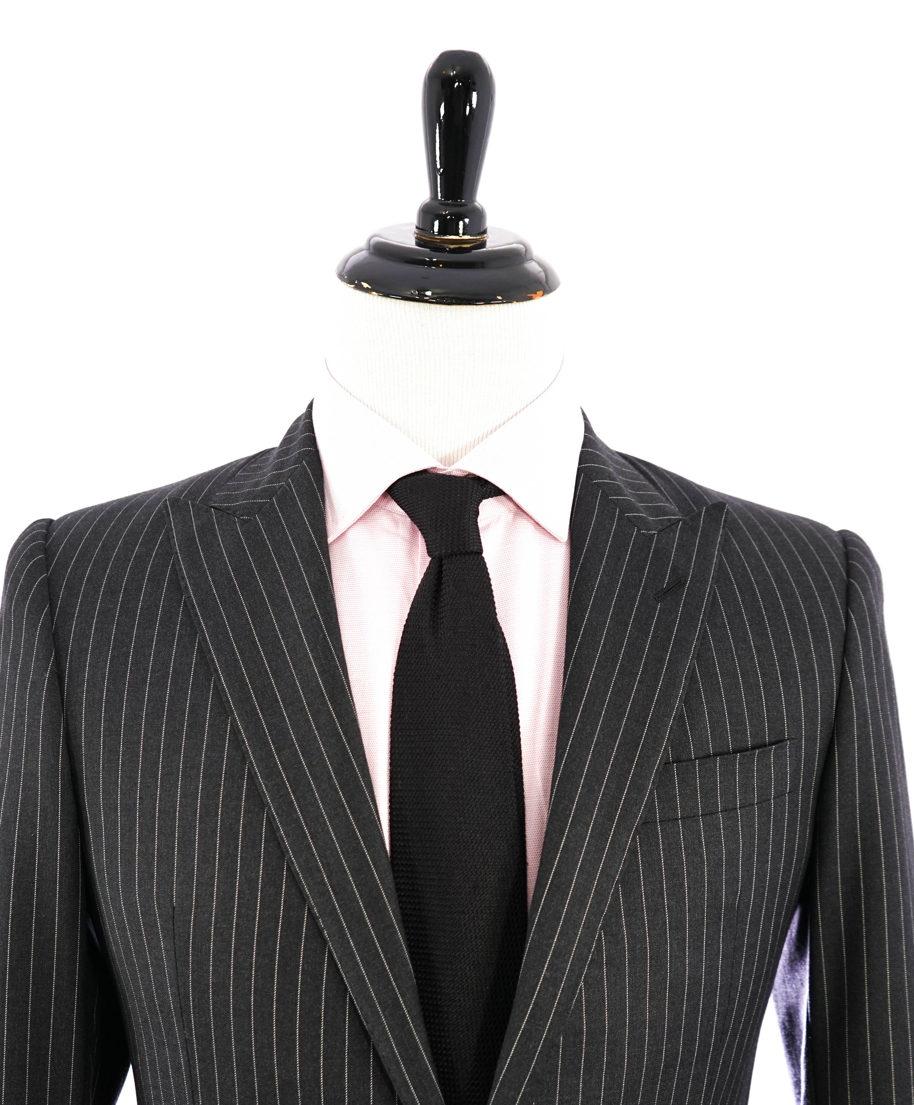 RALPH LAUREN PURPLE LABEL - ICONIC Gray Pinstripe Suit W Side Tabs - 38R