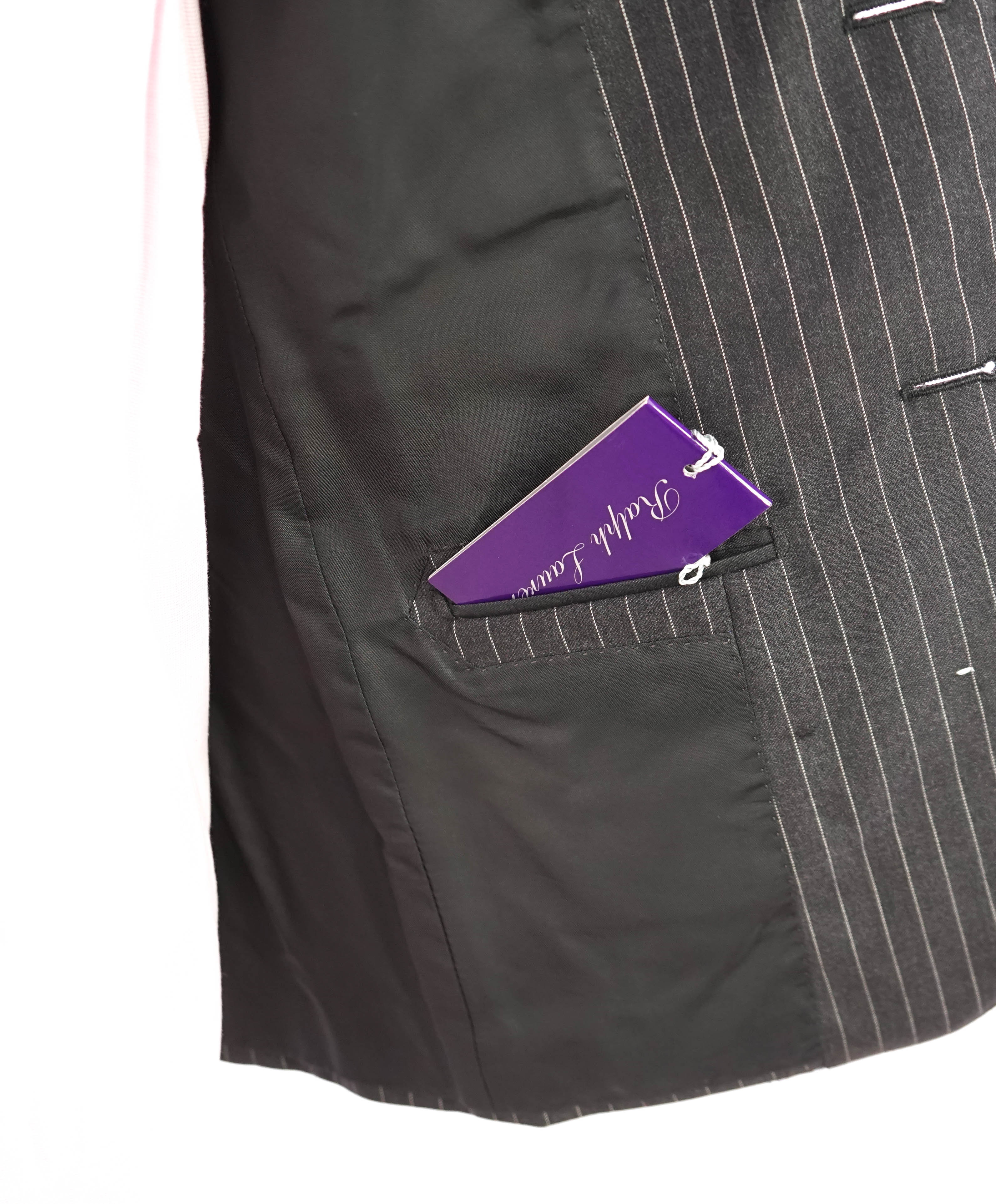 RALPH LAUREN PURPLE LABEL - ICONIC Gray Pinstripe Suit W Side Tabs - 38R