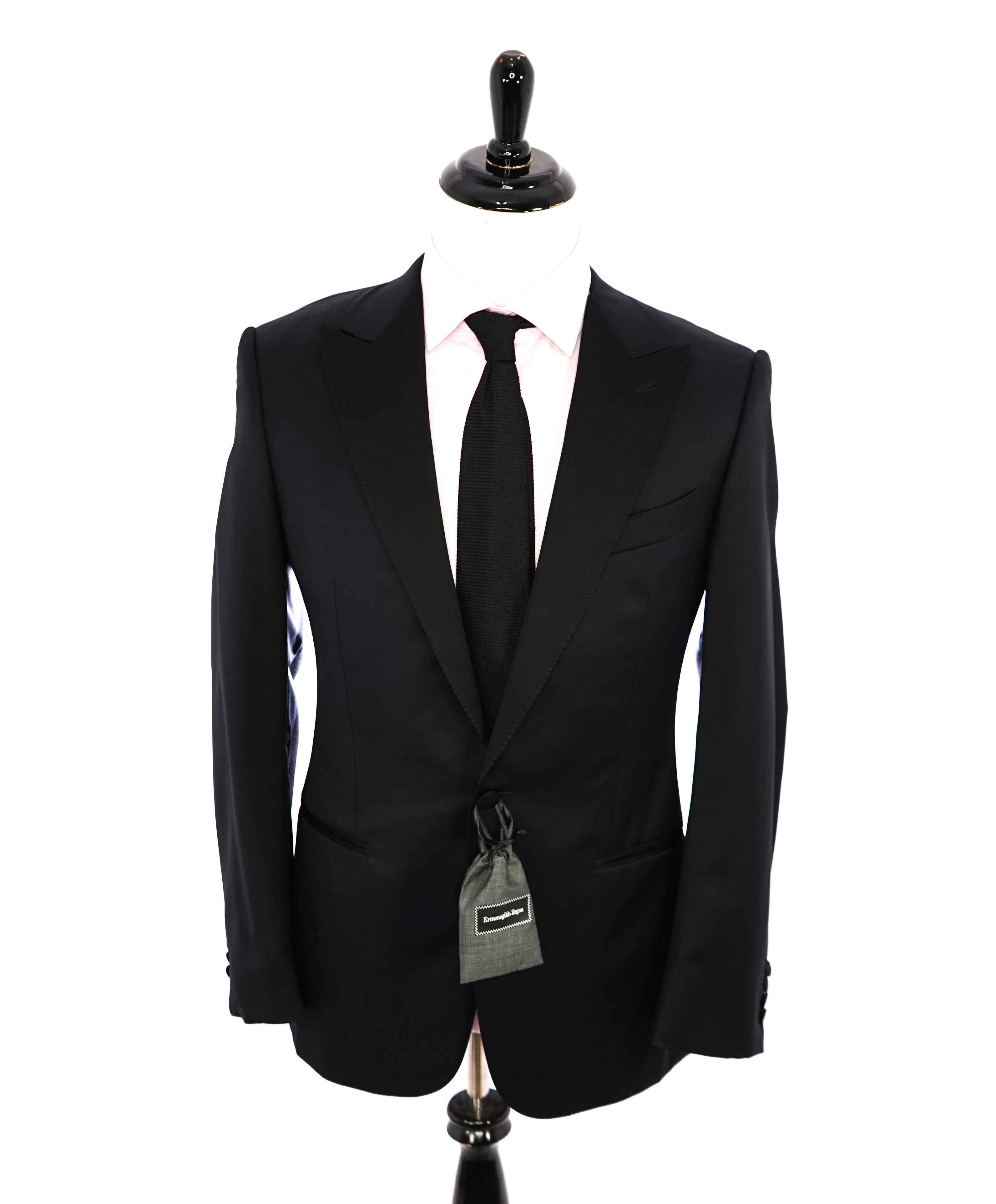 ERMENEGILDO ZEGNA -"MICRONSPHERE MILA" PEAK LAPEL Black Tuxedo - 40R