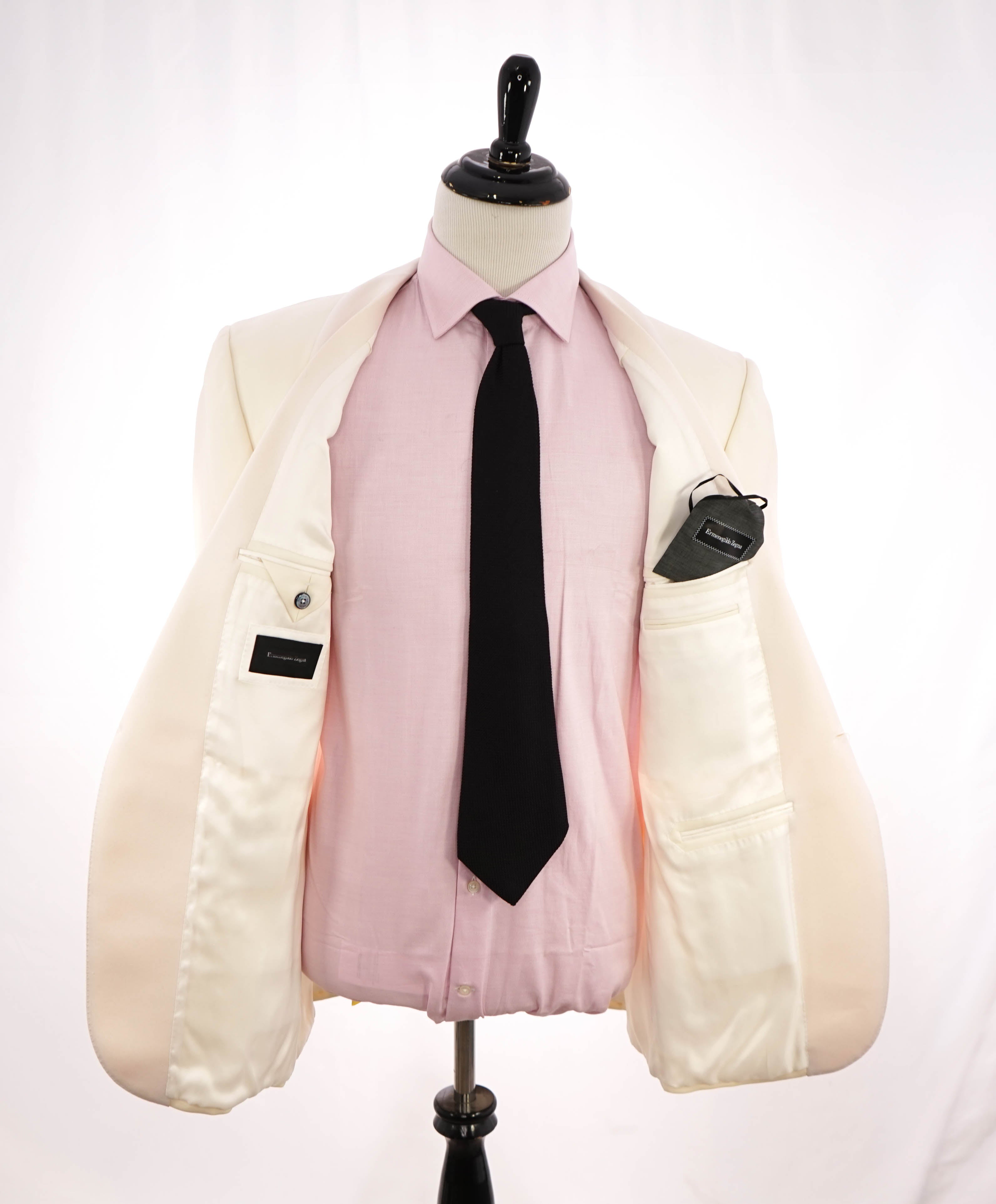 ERMENEGILDO ZEGNA - IVORY "Mila Venezia" Shawl Collar Dinner Jacket Blazer - 46R