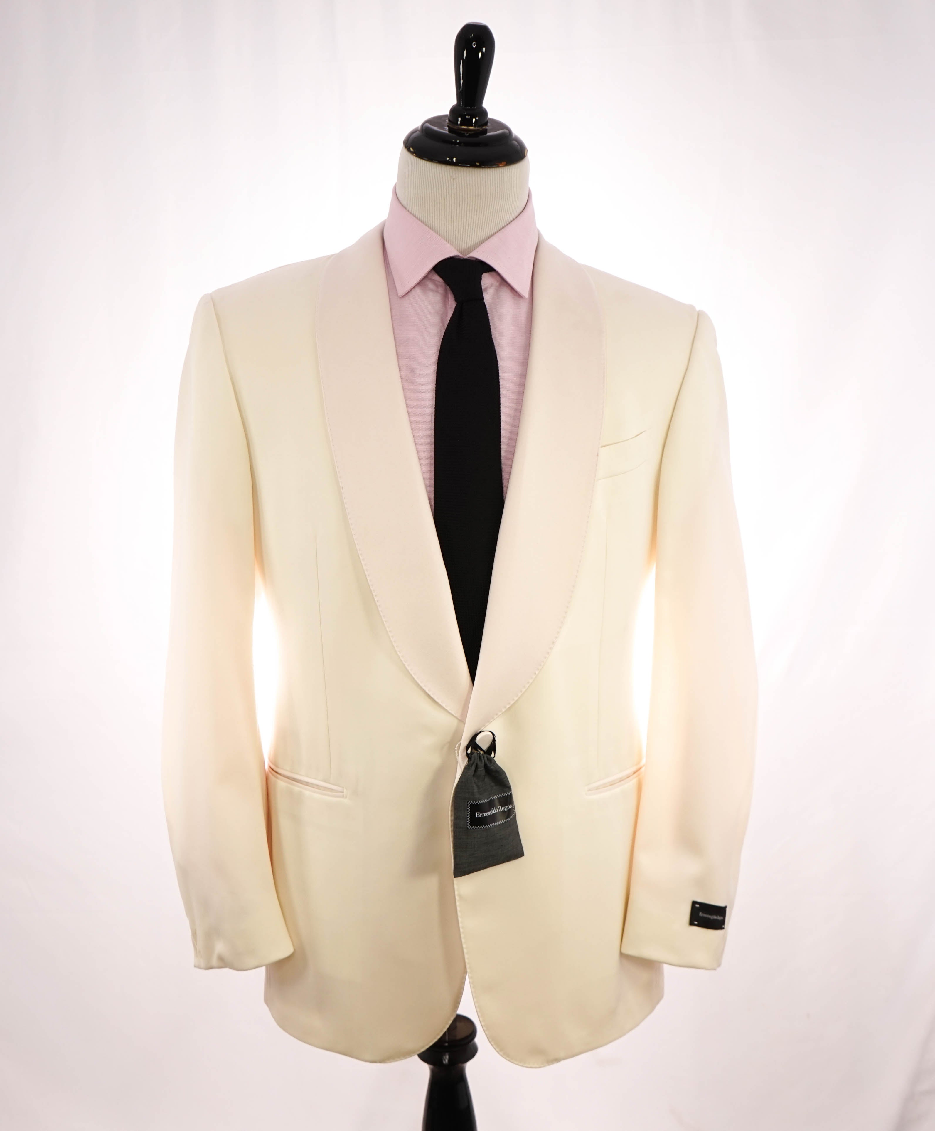 ERMENEGILDO ZEGNA - IVORY "Mila Venezia" Shawl Collar Dinner Jacket Blazer - 46R