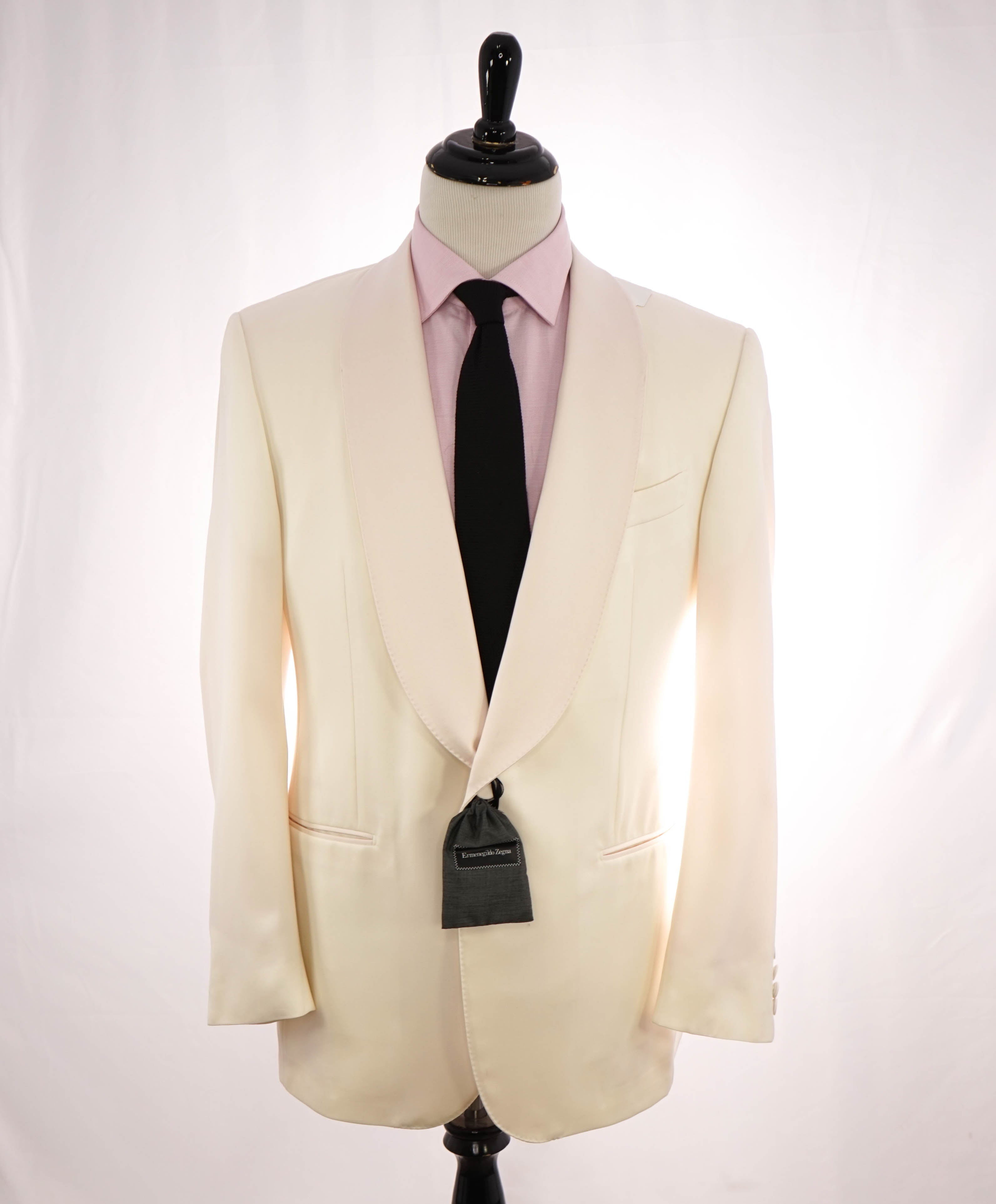 ERMENEGILDO ZEGNA - IVORY "Mila Venezia" Shawl Collar Dinner Jacket Blazer - 44R