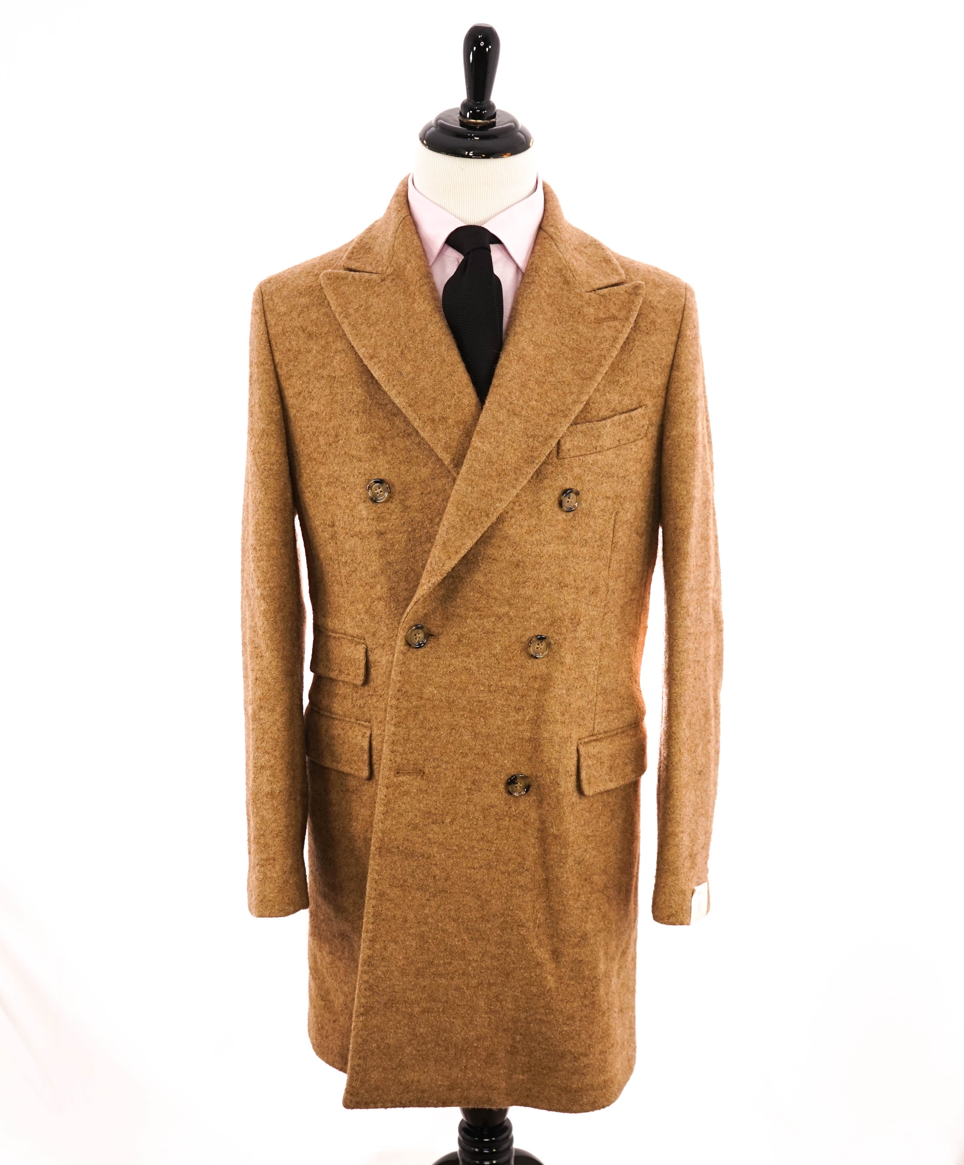 $2,000 ELEVENTY - Double Breasted Camel ALPACA WOOL Peak Lapel Coat - 40R (50 EU)