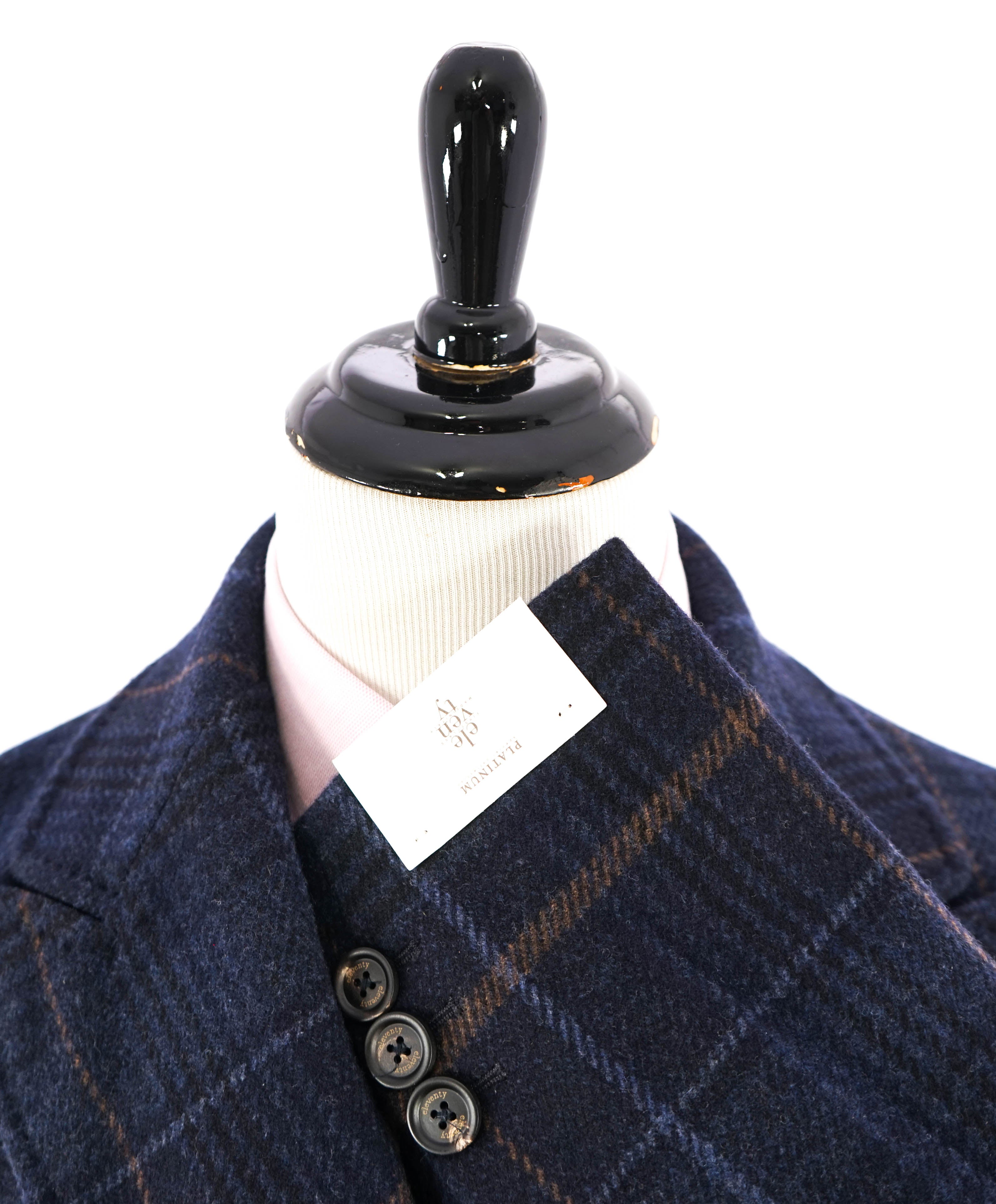 $2,000 ELEVENTY - Double-Breasted Blue CASHMERE Wool Coat - 42 US (52EU)