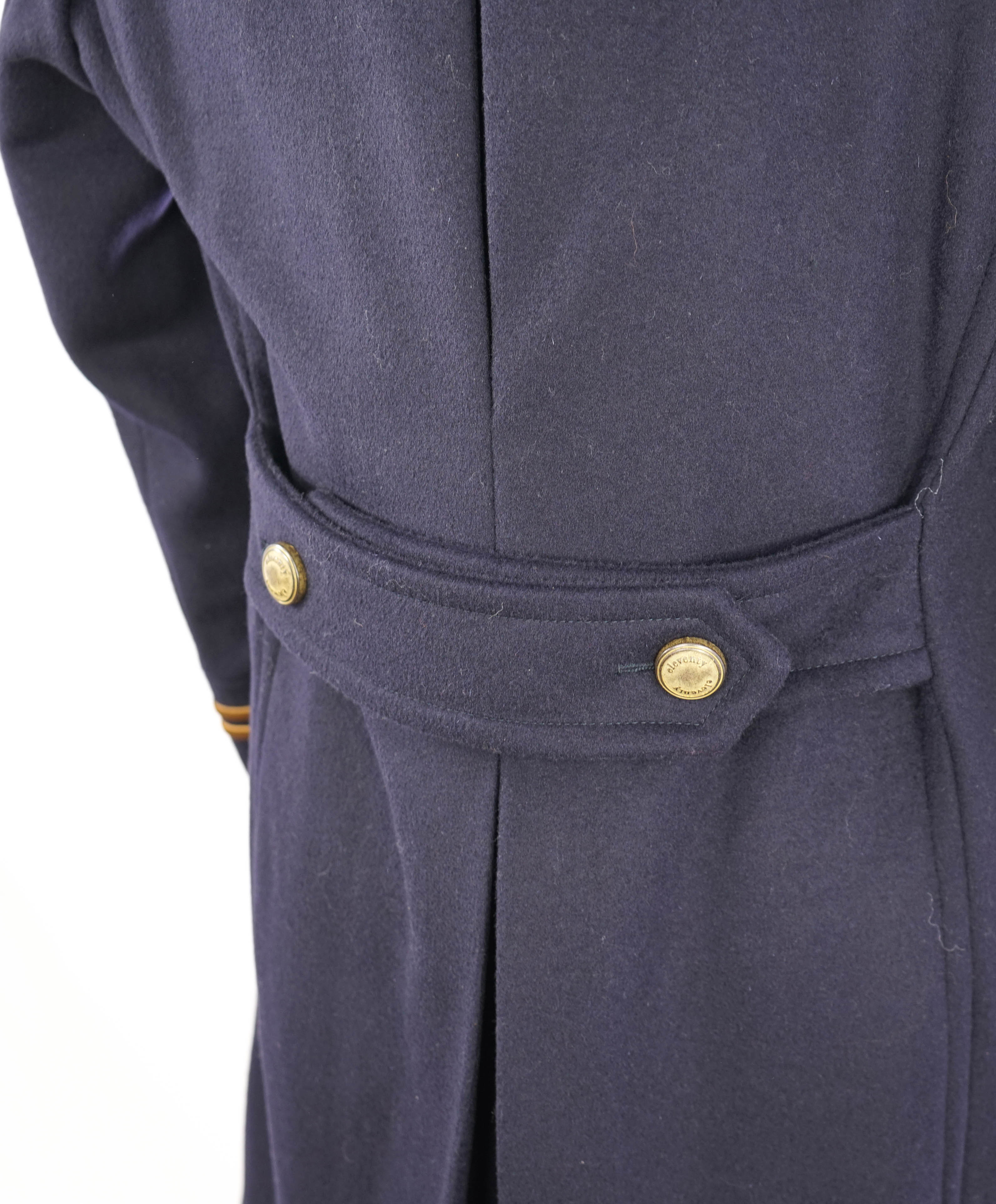 $2,000 ELEVENTY - Navy/Gold CASHMERE/Wool  Pilot/Aviator Overcoat - 42R (52EU)