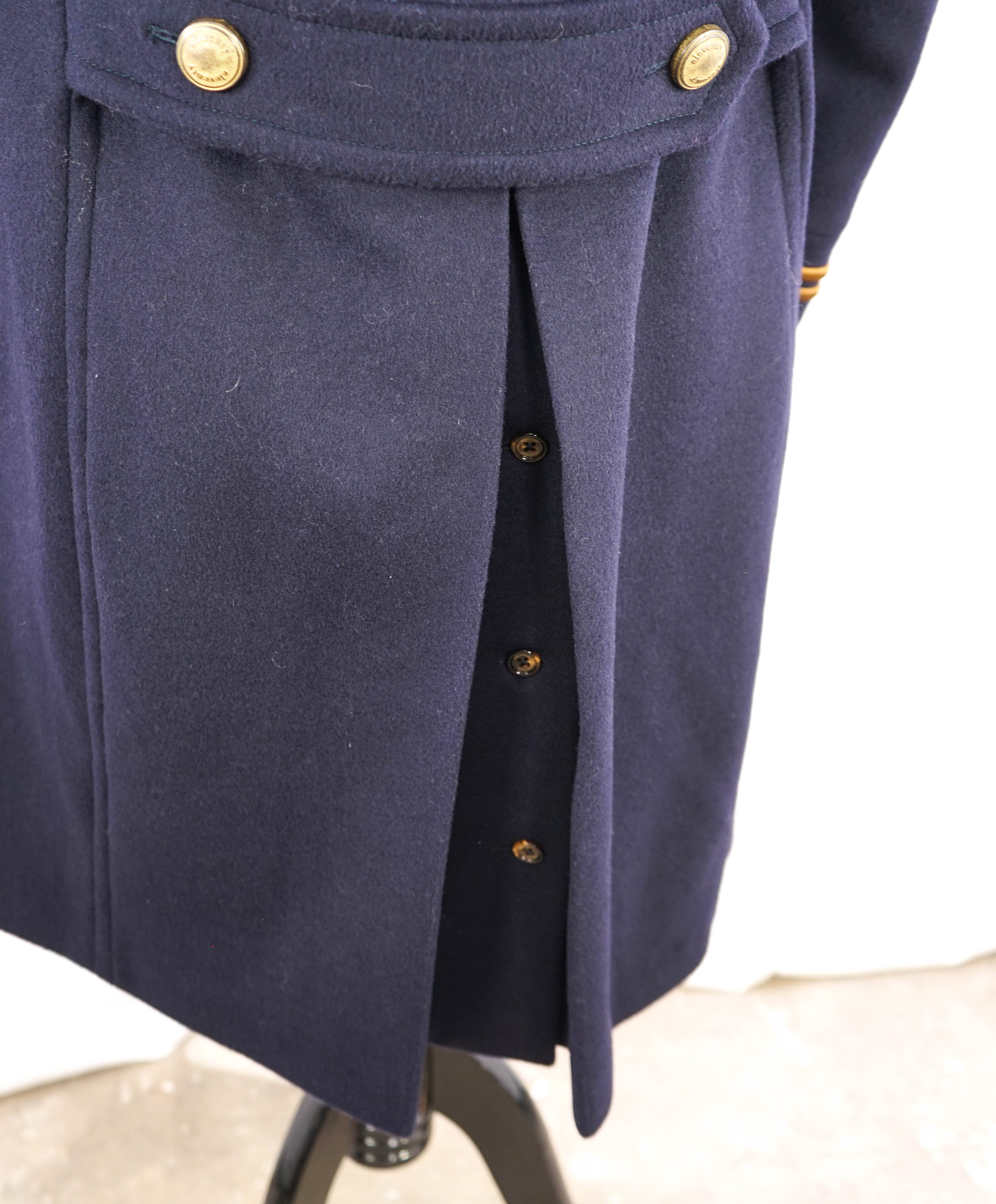 $2,000 ELEVENTY - Navy/Gold CASHMERE/Wool  Pilot/Aviator Overcoat - 40R (50 EU)