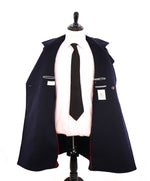 $2,000 ELEVENTY - Navy/Gold CASHMERE/Wool  Pilot/Aviator Overcoat - 38R (48 EU)