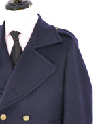 $2,000 ELEVENTY - Navy/Gold CASHMERE/Wool  Pilot/Aviator Overcoat - 38R (48 EU)