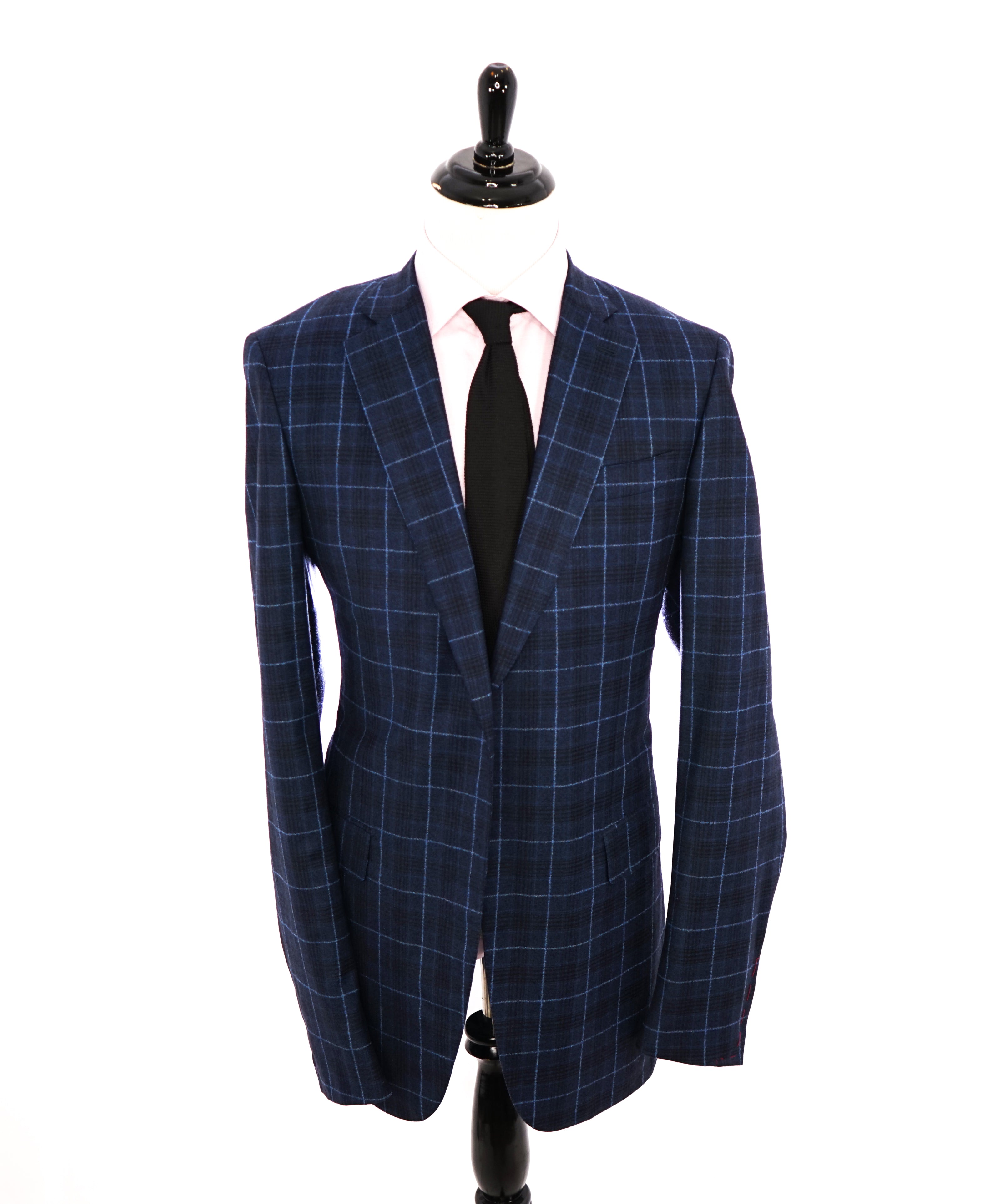 ISAIA - **CUSTOM** Baby Blue Plaid Check Suit RAISED TEXTURED FABRIC  - 42XL