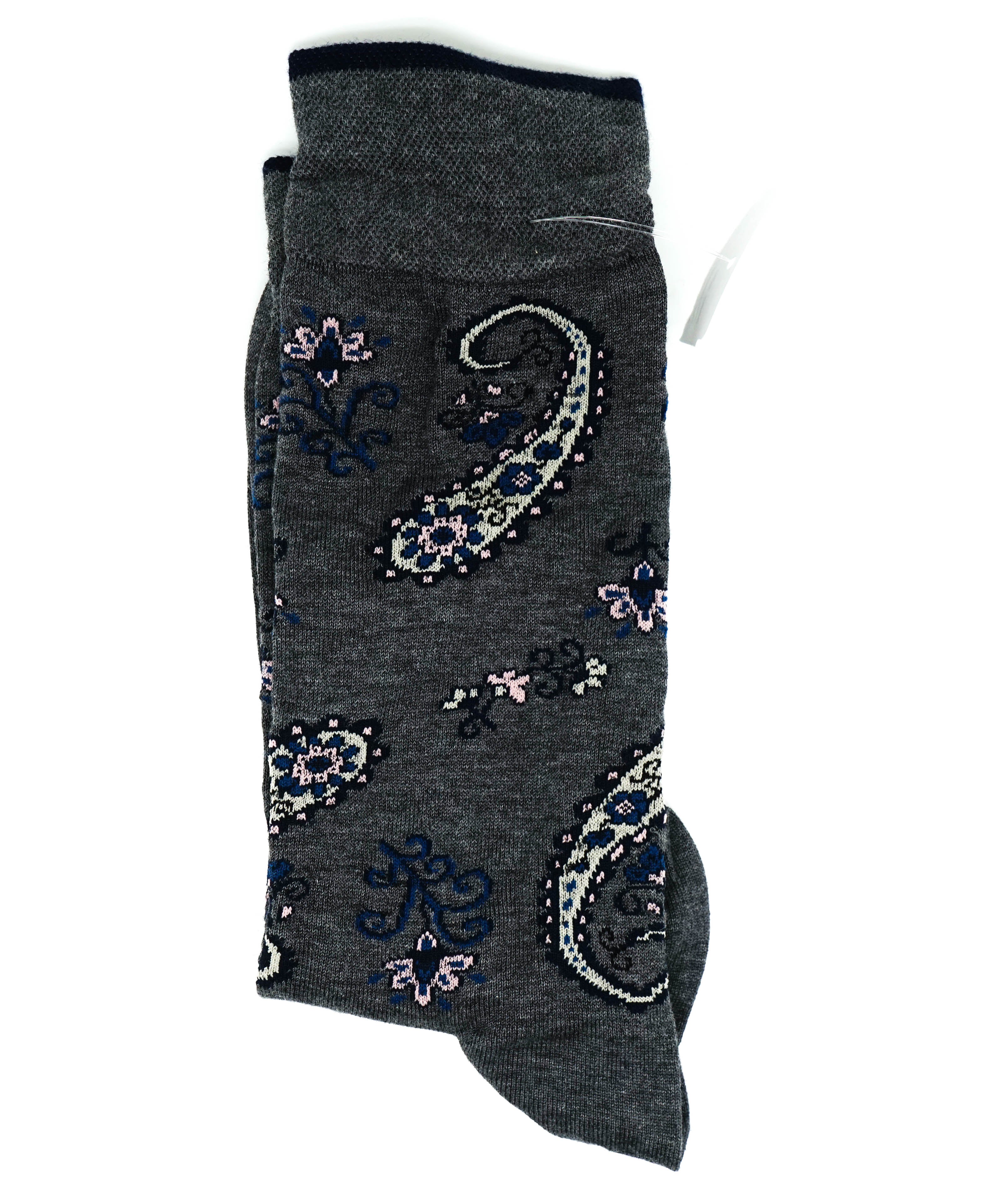 MARCOLIANI - Gray Paisley MADE IN ITALY Dress Socks - N/A