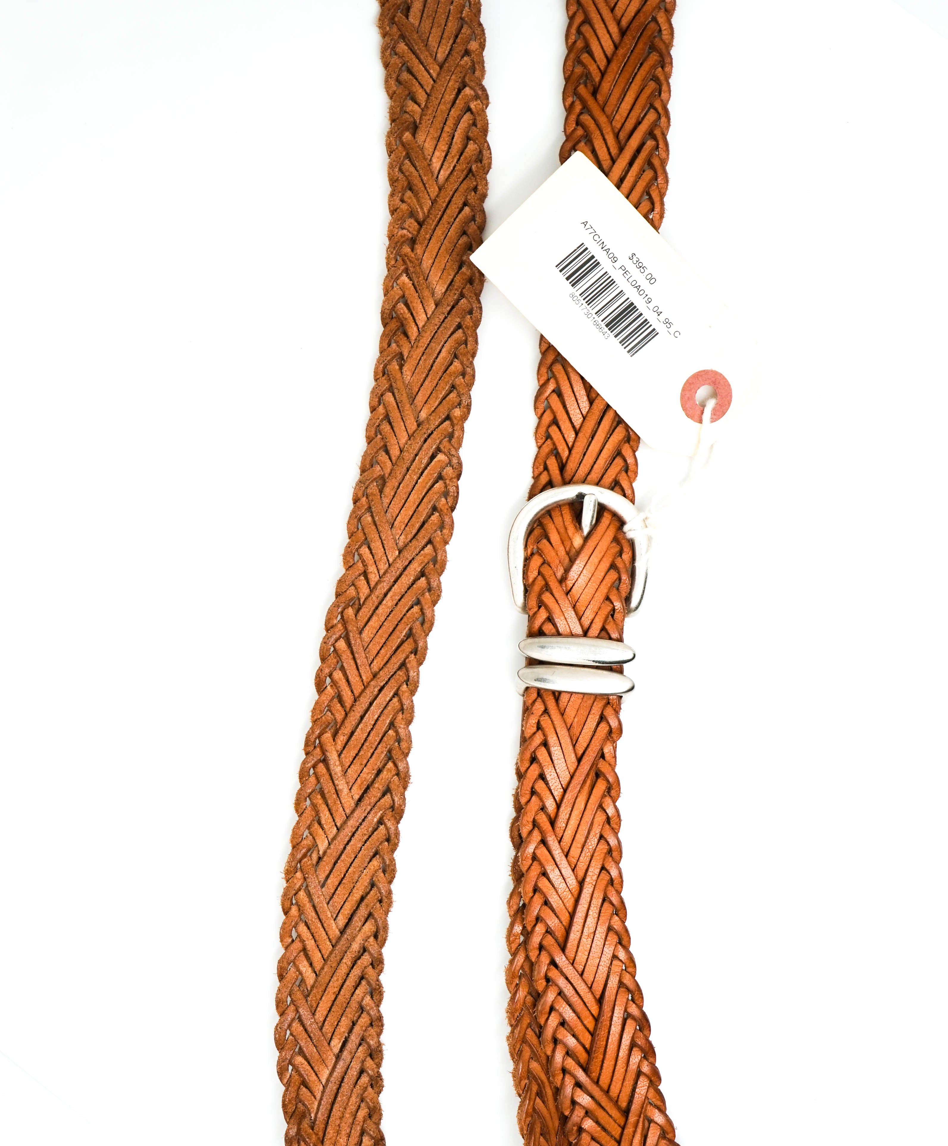 $395 ELEVENTY - Brown Premium Grade Leather Braided Belt - 38W (95 EU)